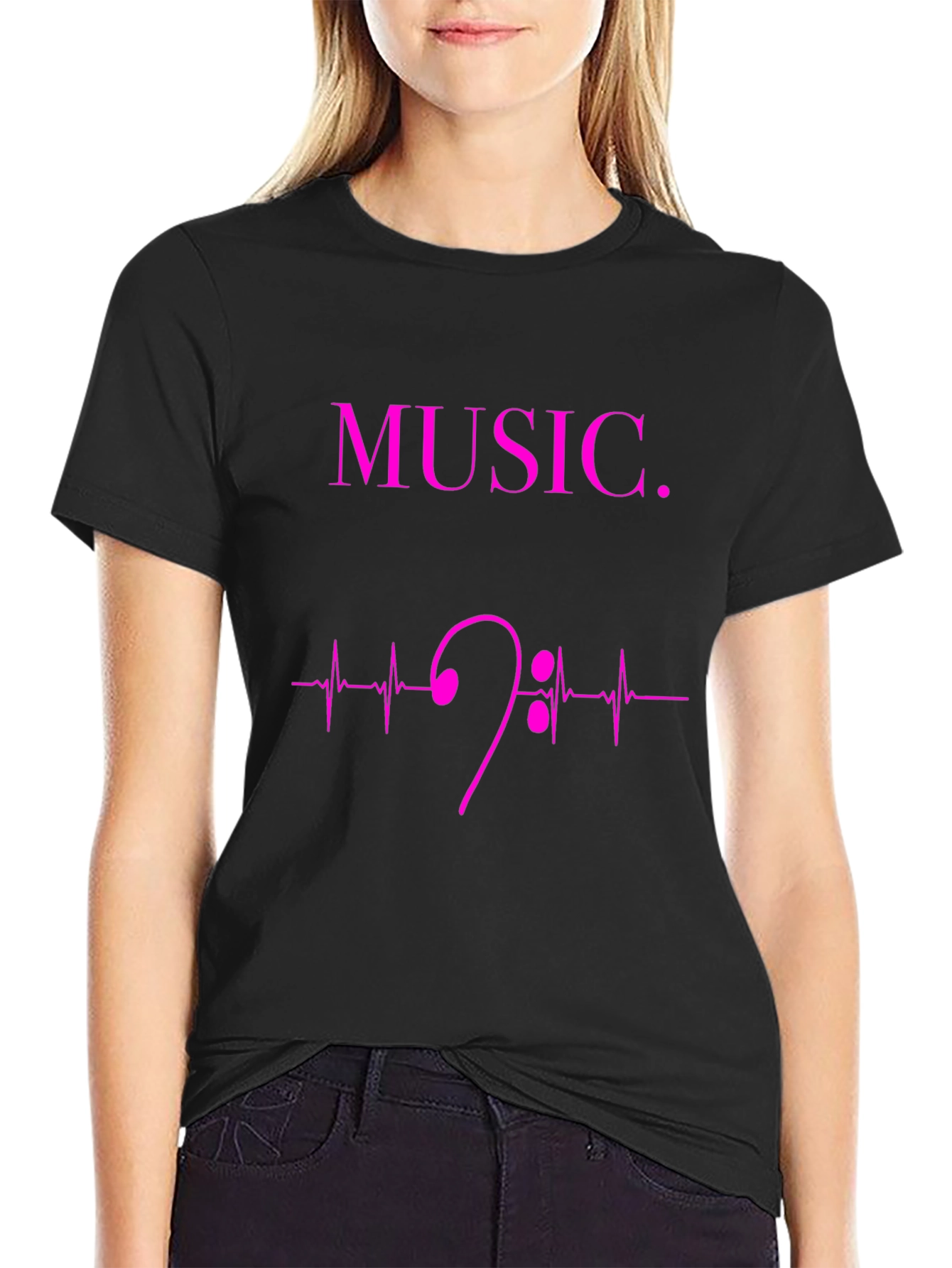 Music Heartbeat Bass Clef Graphic Tee