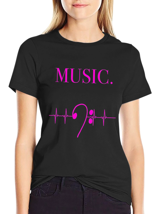 Music Heartbeat Bass Clef Graphic Tee