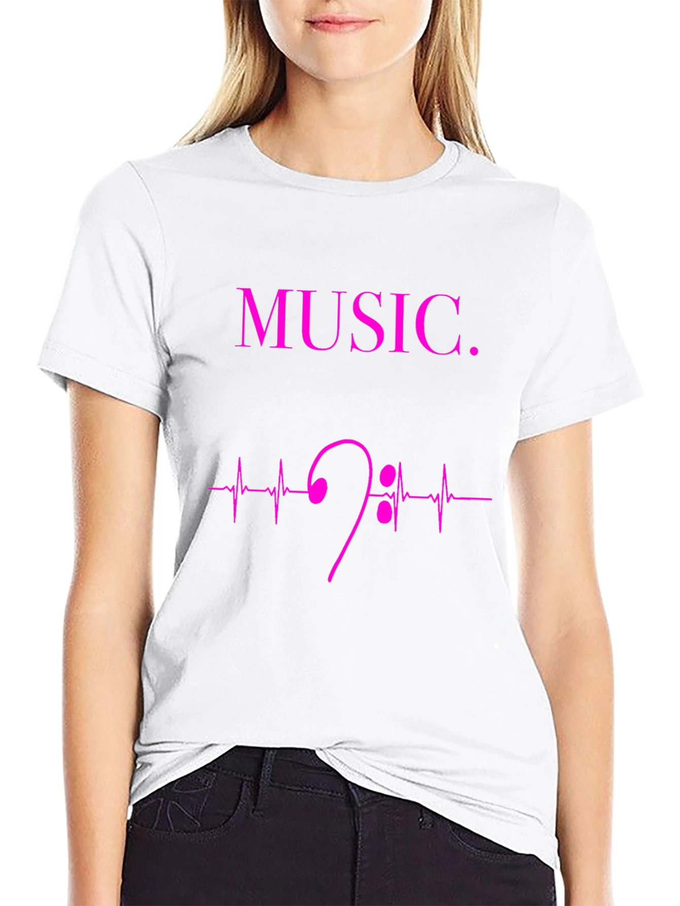 Music Heartbeat Bass Clef Graphic Tee
