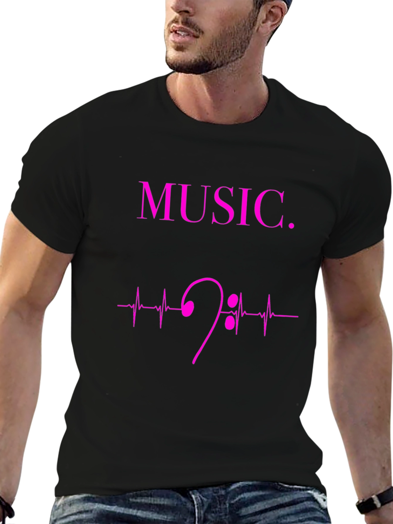 Music Heartbeat Bass Clef Graphic Tee