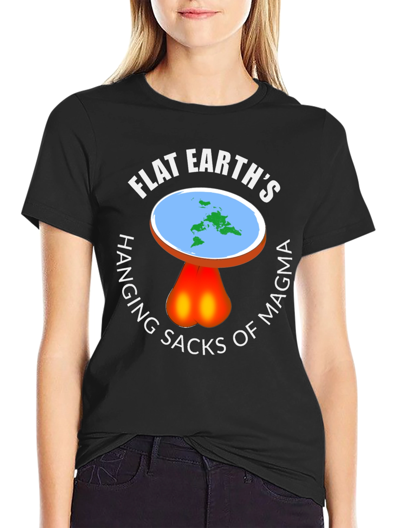 Flat Earth Hanging Sacks of Magma T-Shirt