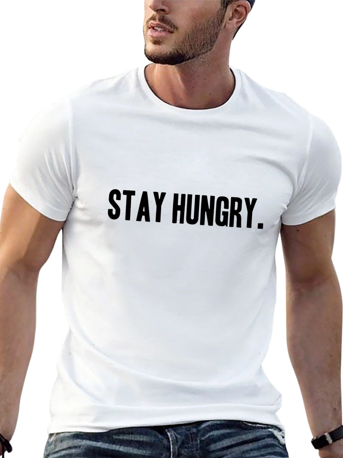 Stay Hungry Black Crew Neck T-Shirt - Motivational