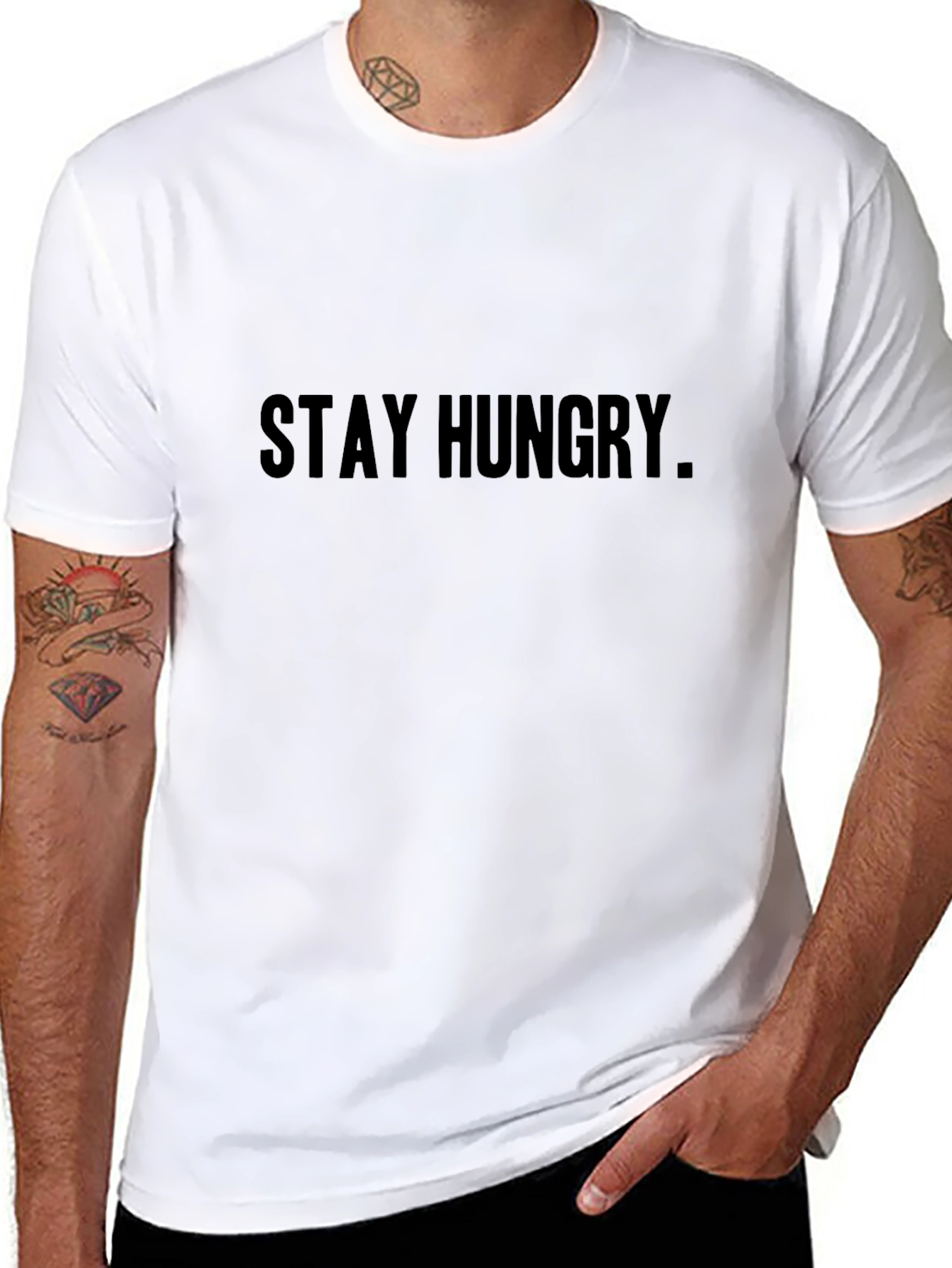 Stay Hungry Black Crew Neck T-Shirt - Motivational