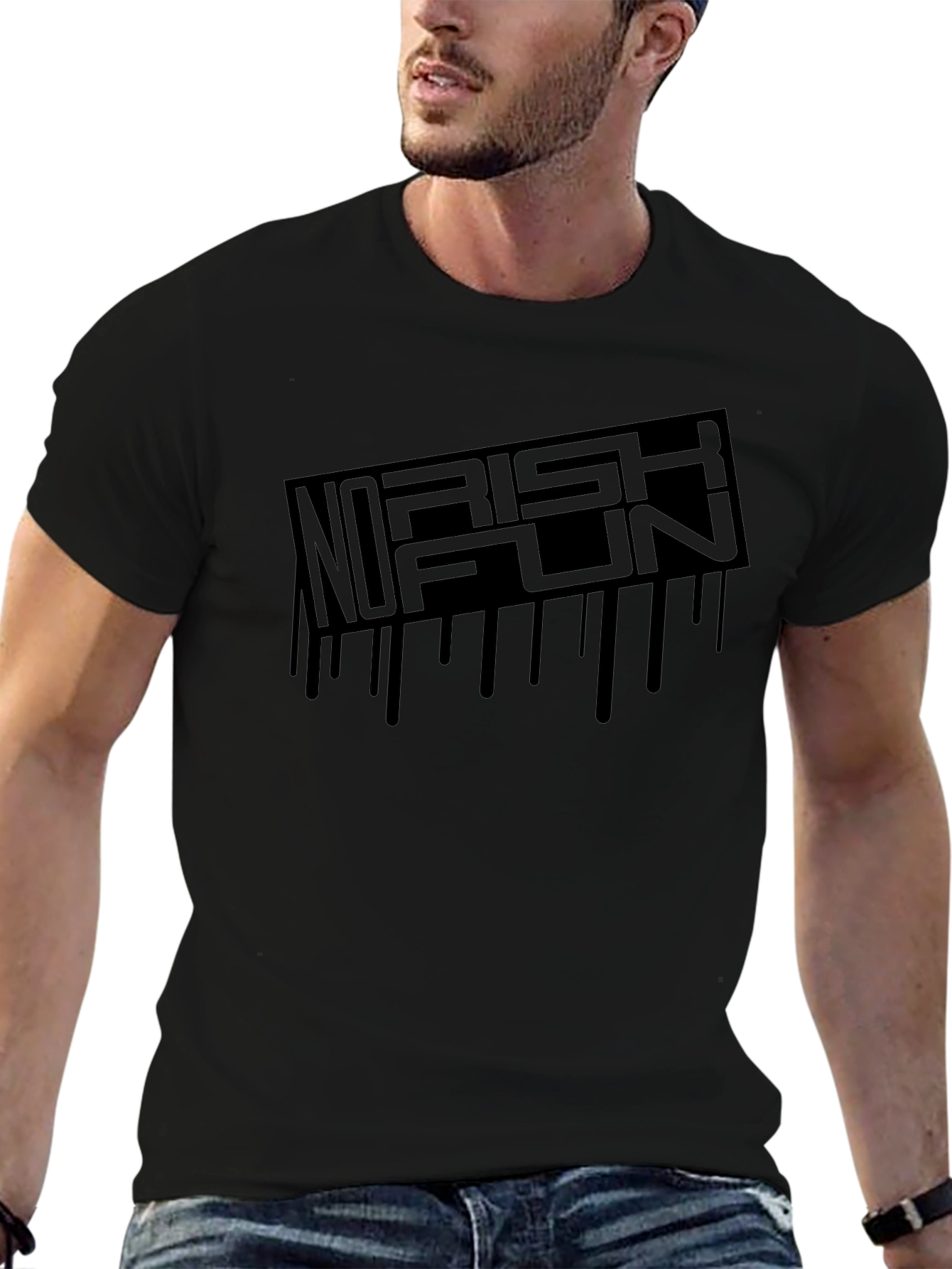 No Risk Fun Black Graphic Tee