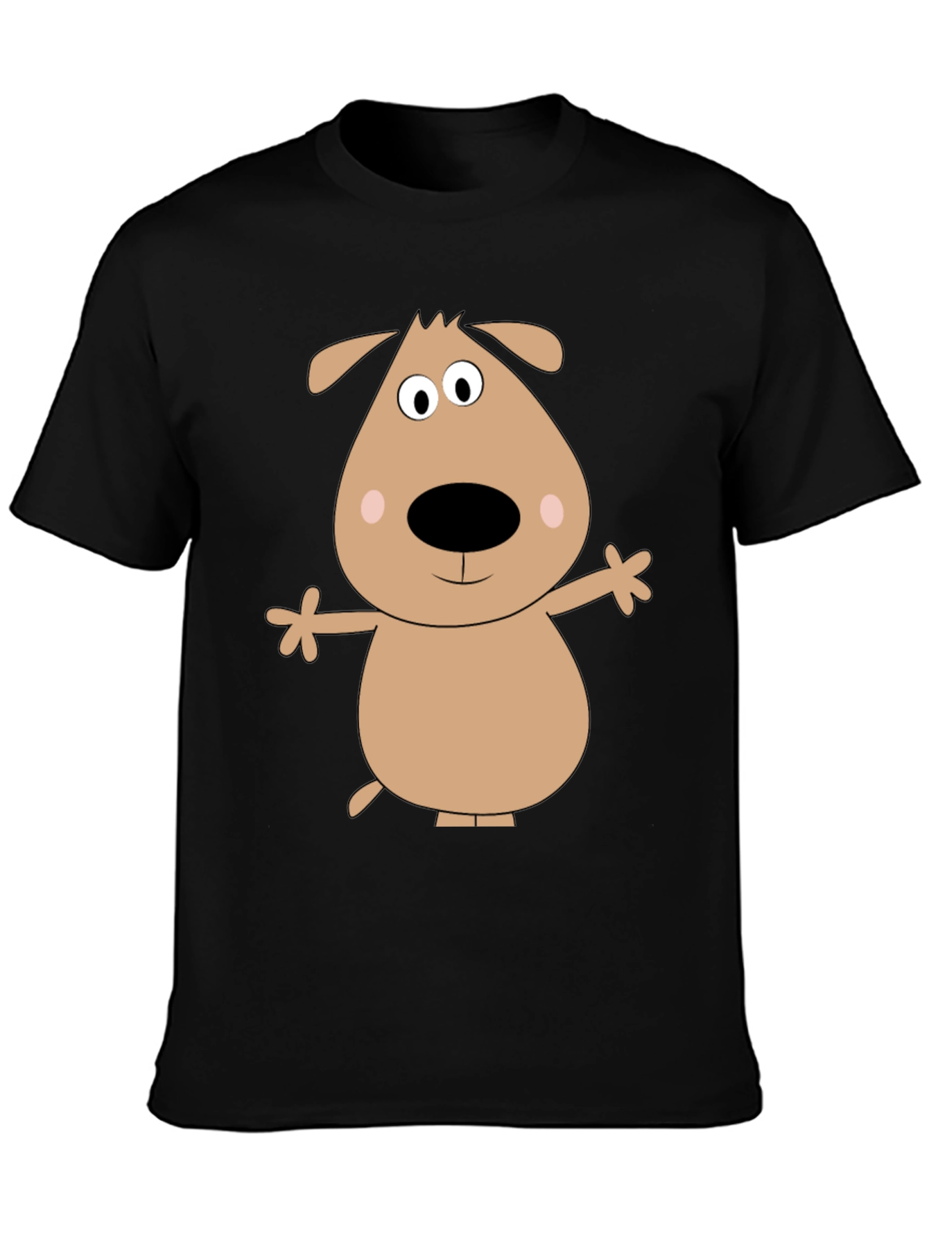 Cartoon Dog Graphic T-Shirt - Black Casual Tee