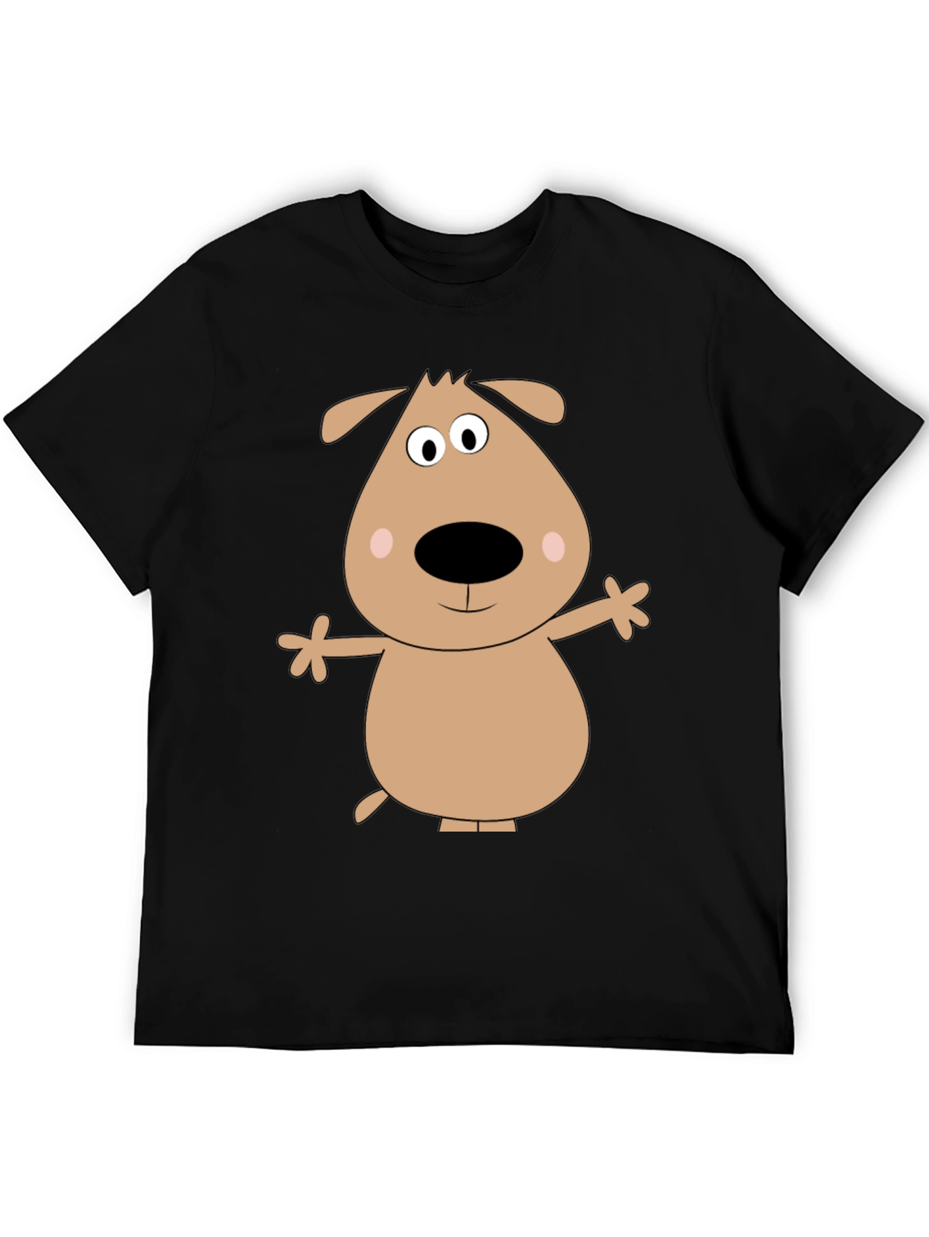 Cartoon Dog Graphic T-Shirt - Black Casual Tee