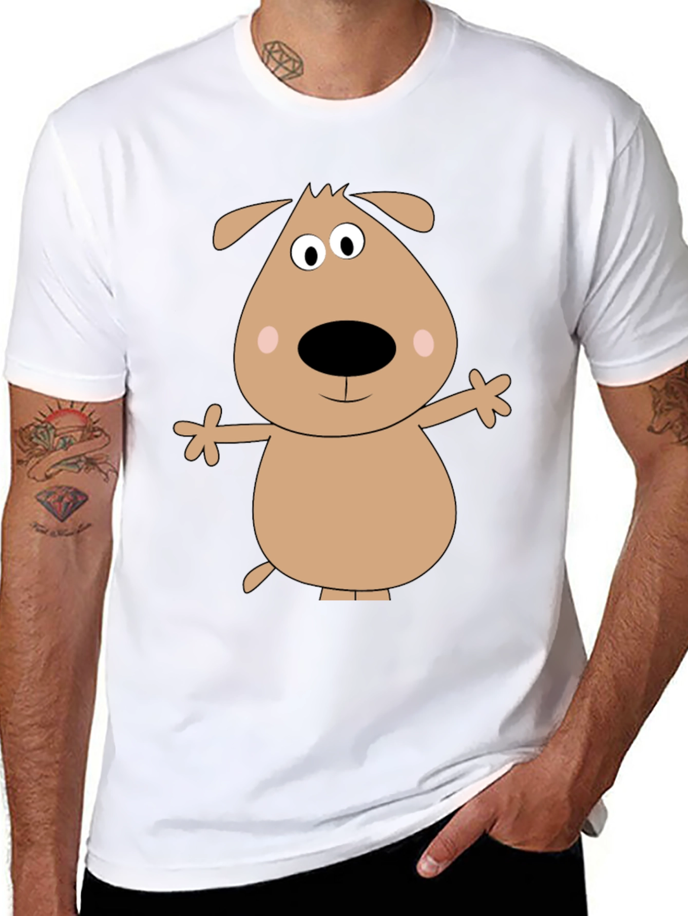 Cartoon Dog Graphic T-Shirt - Black Casual Tee