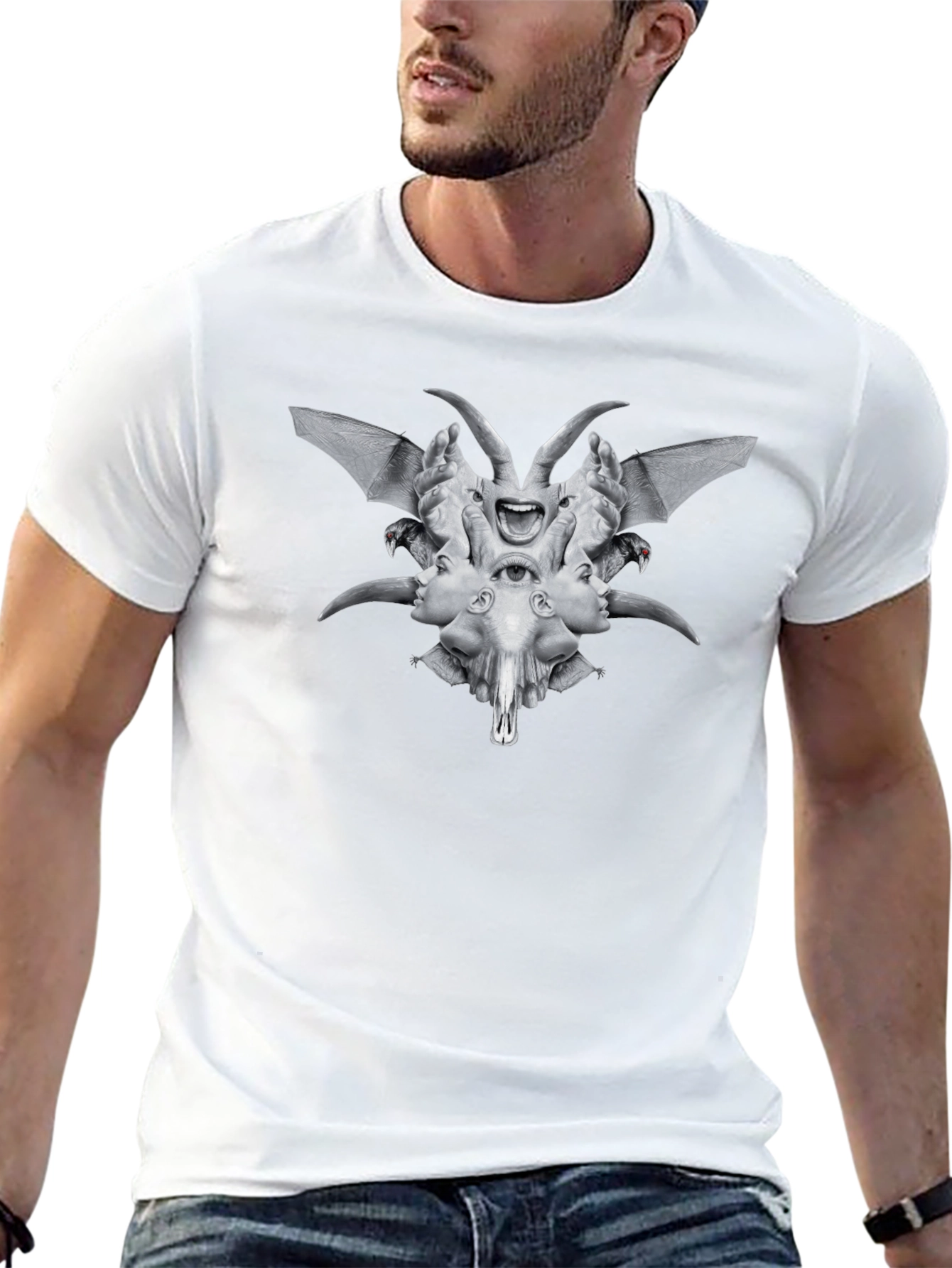 Creepy Occult Graphic Tee - Black