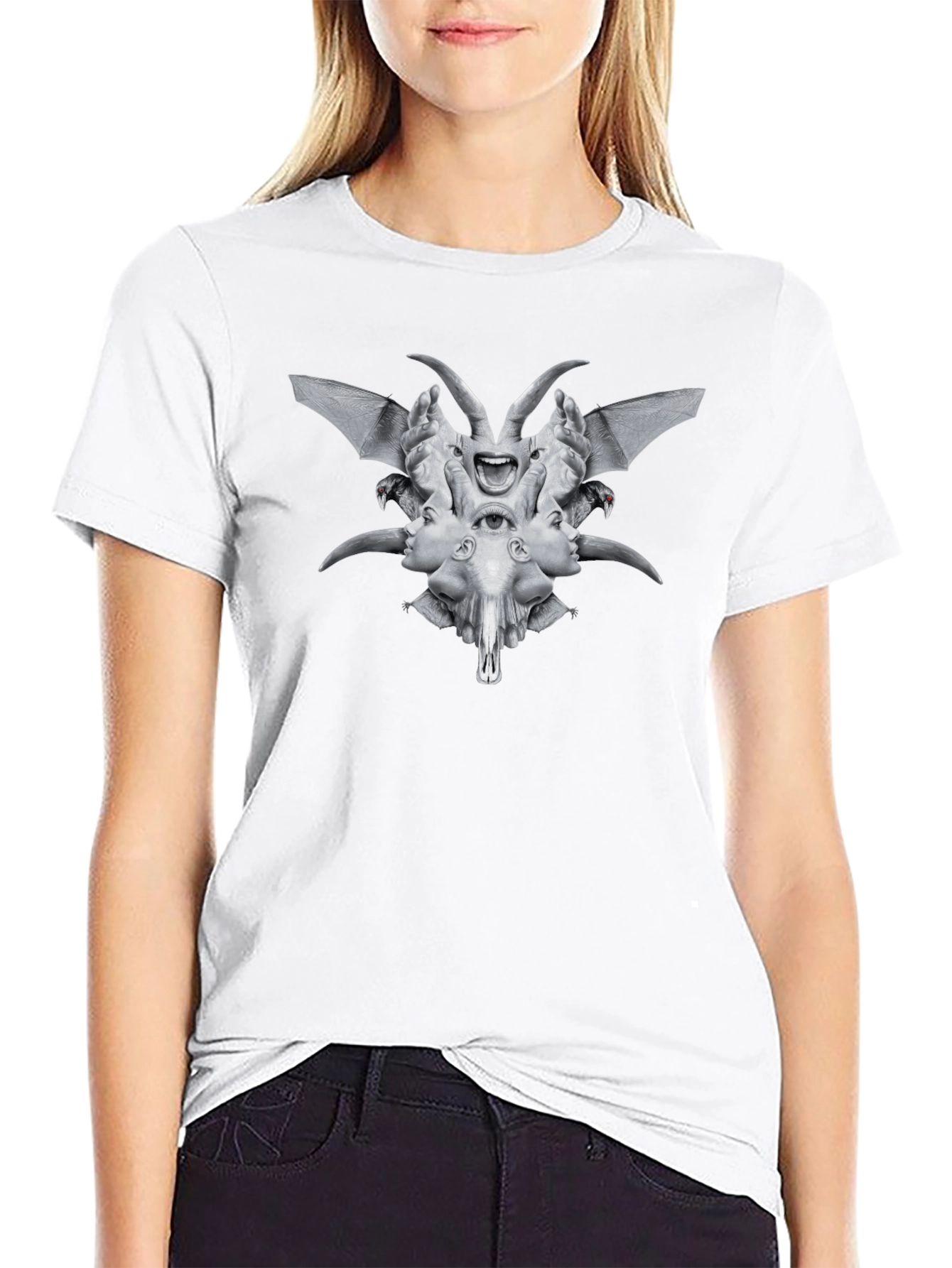 Creepy Occult Graphic Tee - Black