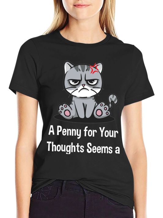 Grumpy Cat T-Shirt: Penny for Your Thoughts Funny Tee