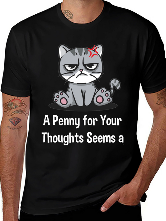 Grumpy Cat T-Shirt: Penny for Your Thoughts Funny Tee