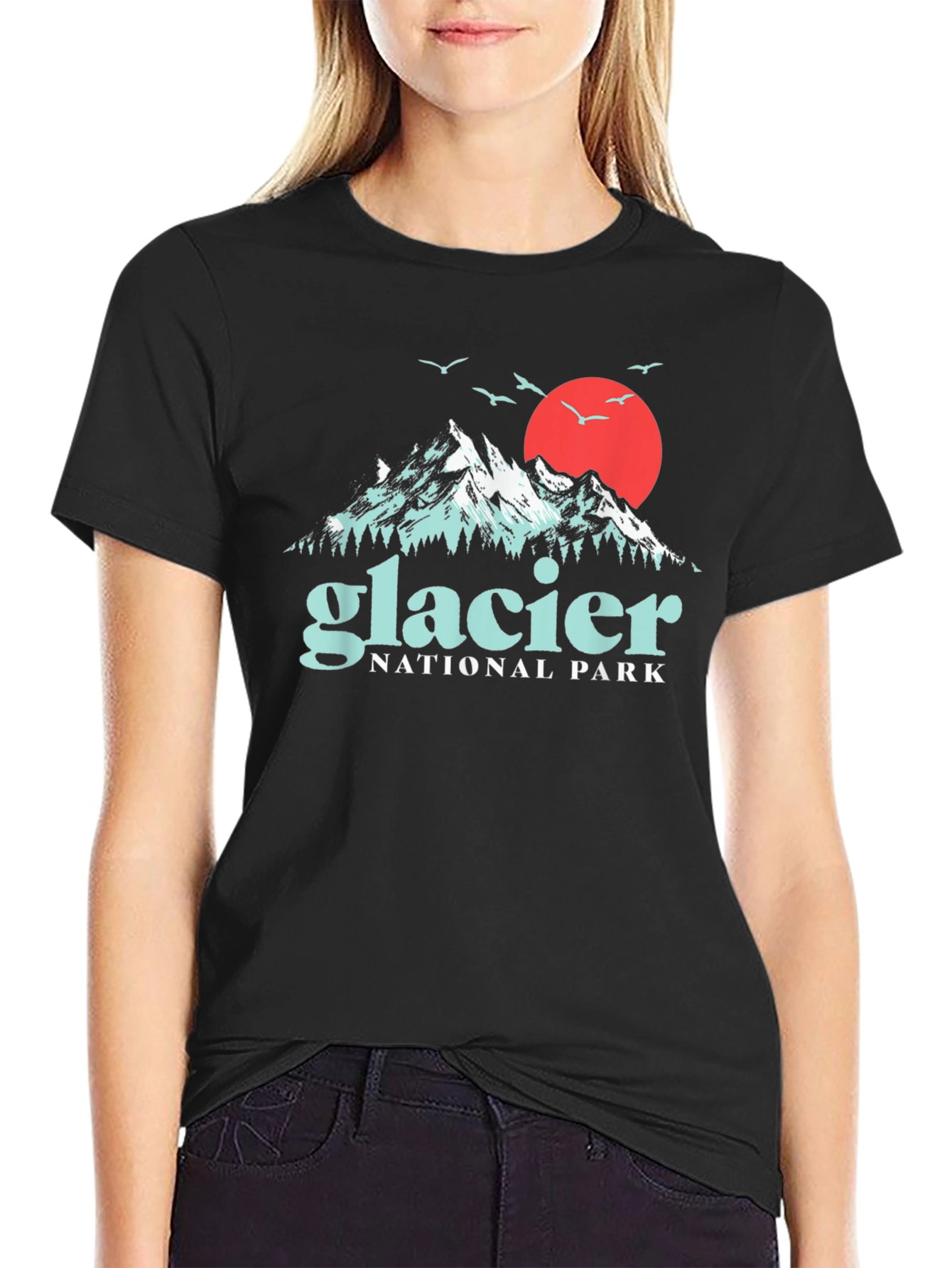 Glacier National Park T-Shirt Black Graphic Tee
