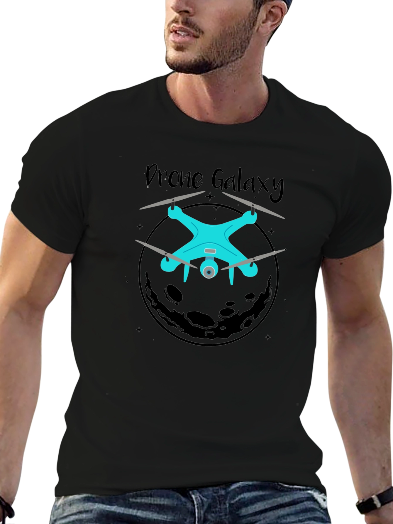 Drone Galaxy Black Graphic T-Shirt
