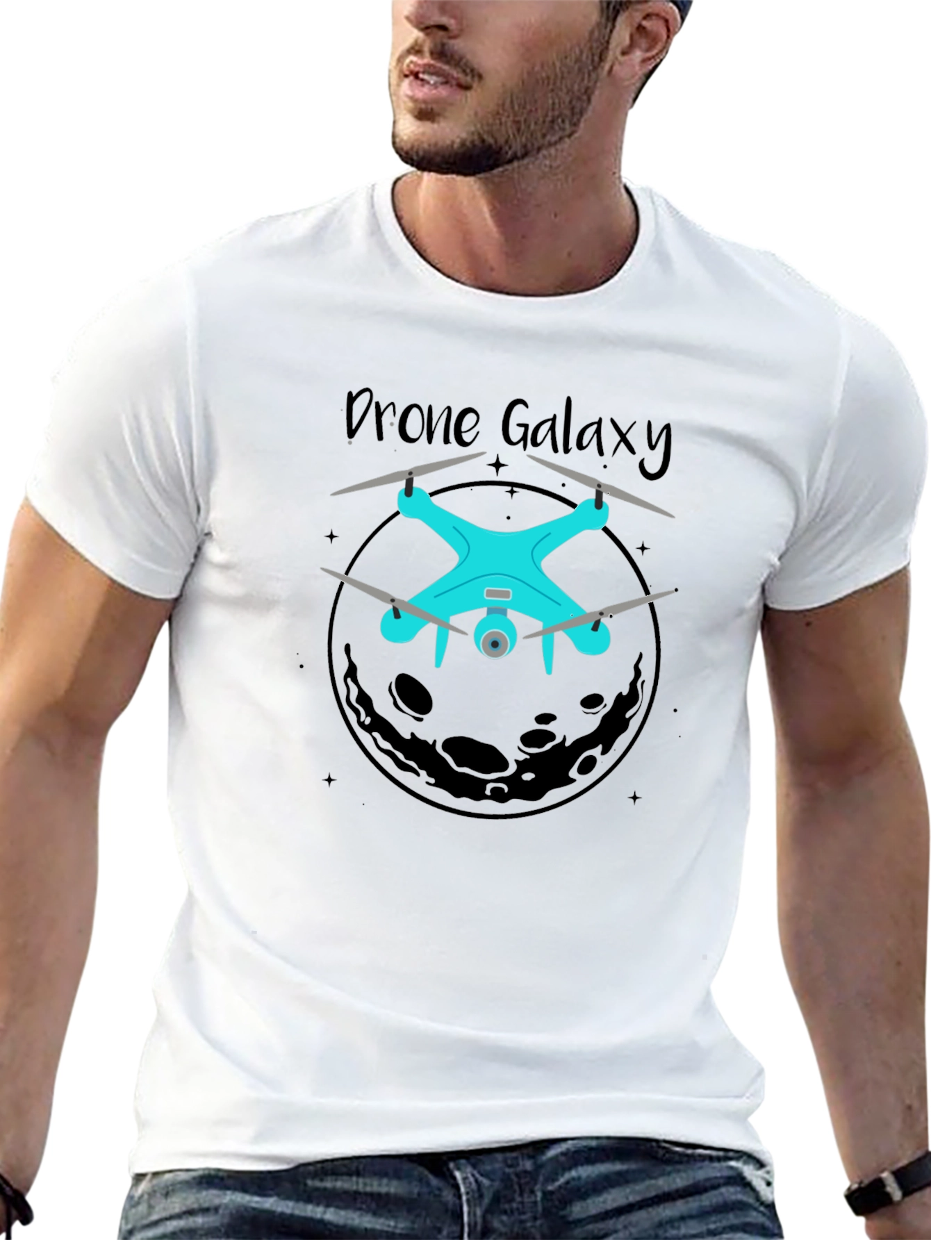 Drone Galaxy Black Graphic T-Shirt