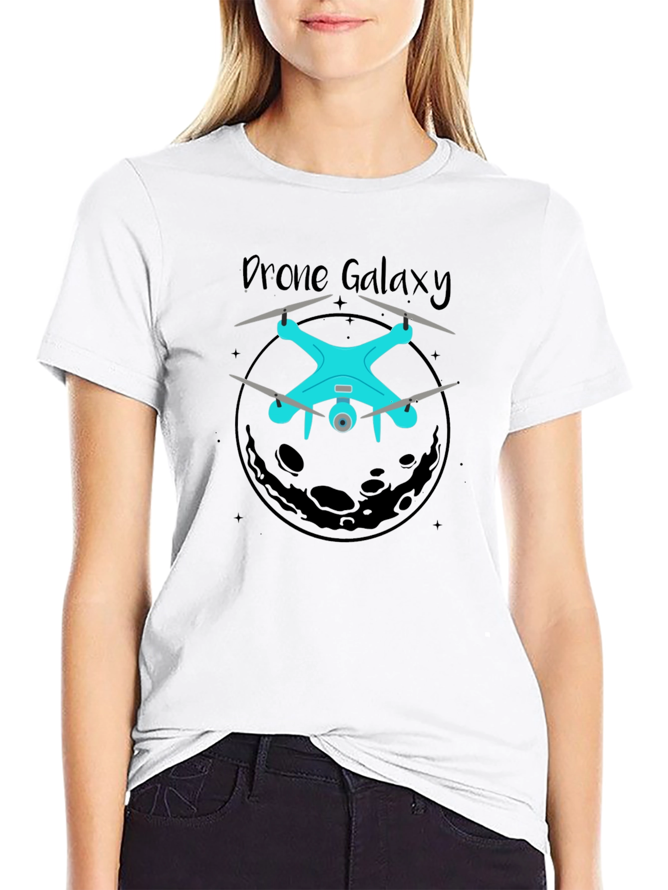 Drone Galaxy Black Graphic T-Shirt