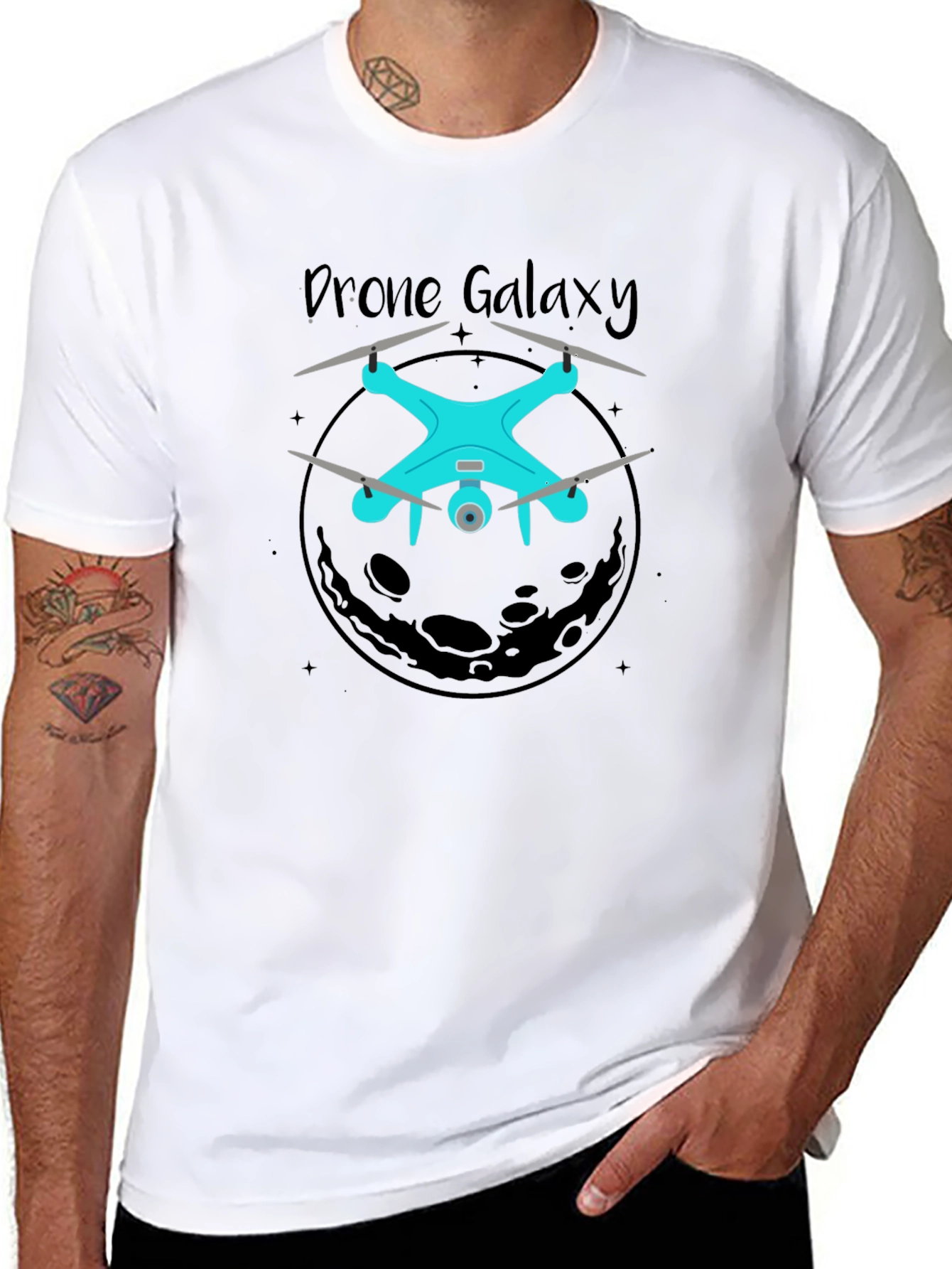 Drone Galaxy Black Graphic T-Shirt