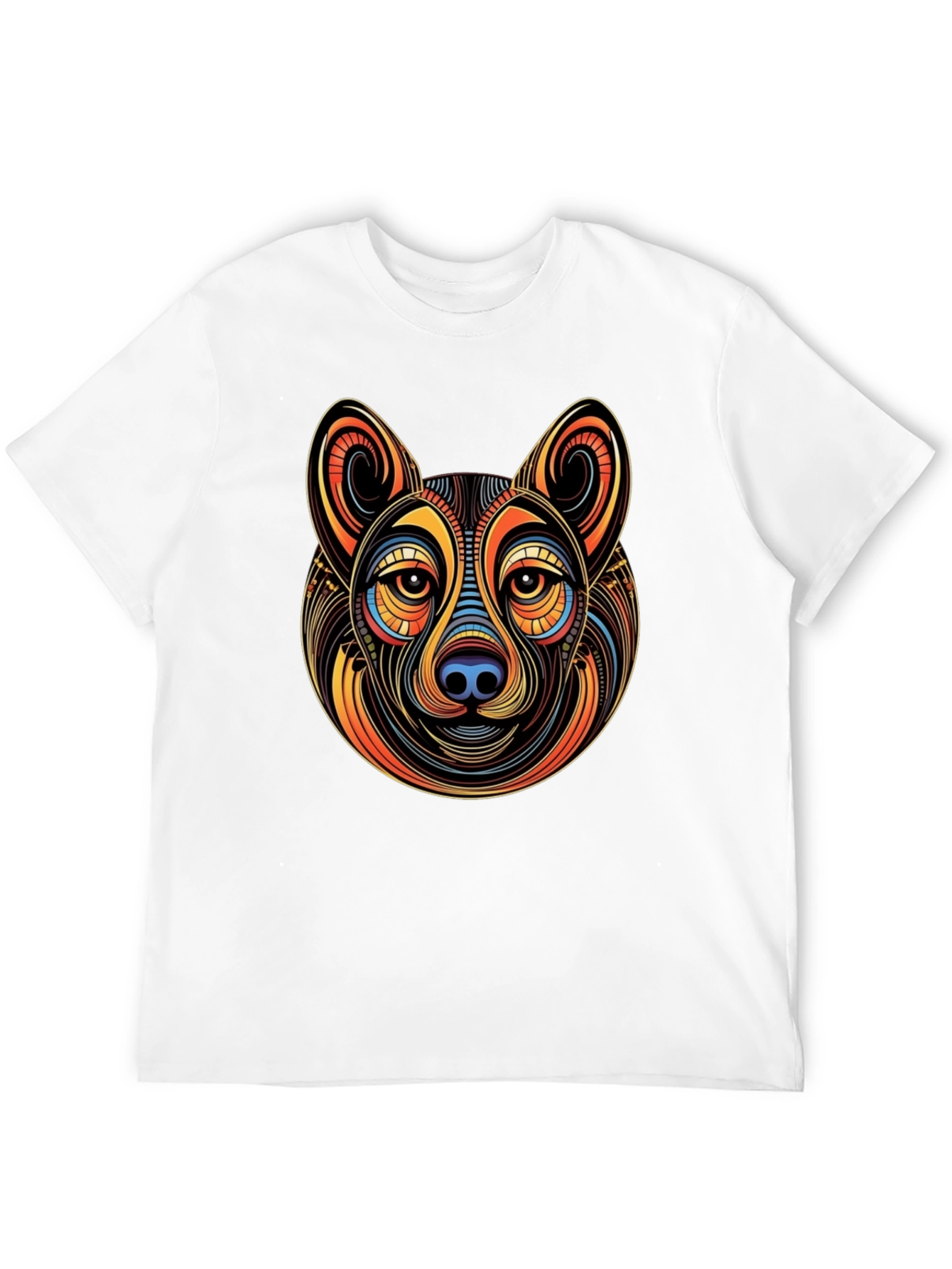 Abstract Dog Graphic Mens Black T-Shirt