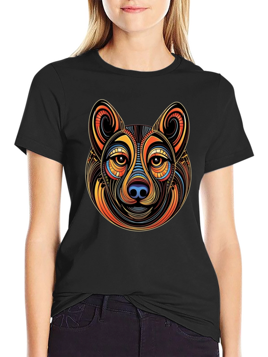 Abstract Dog Graphic Mens Black T-Shirt