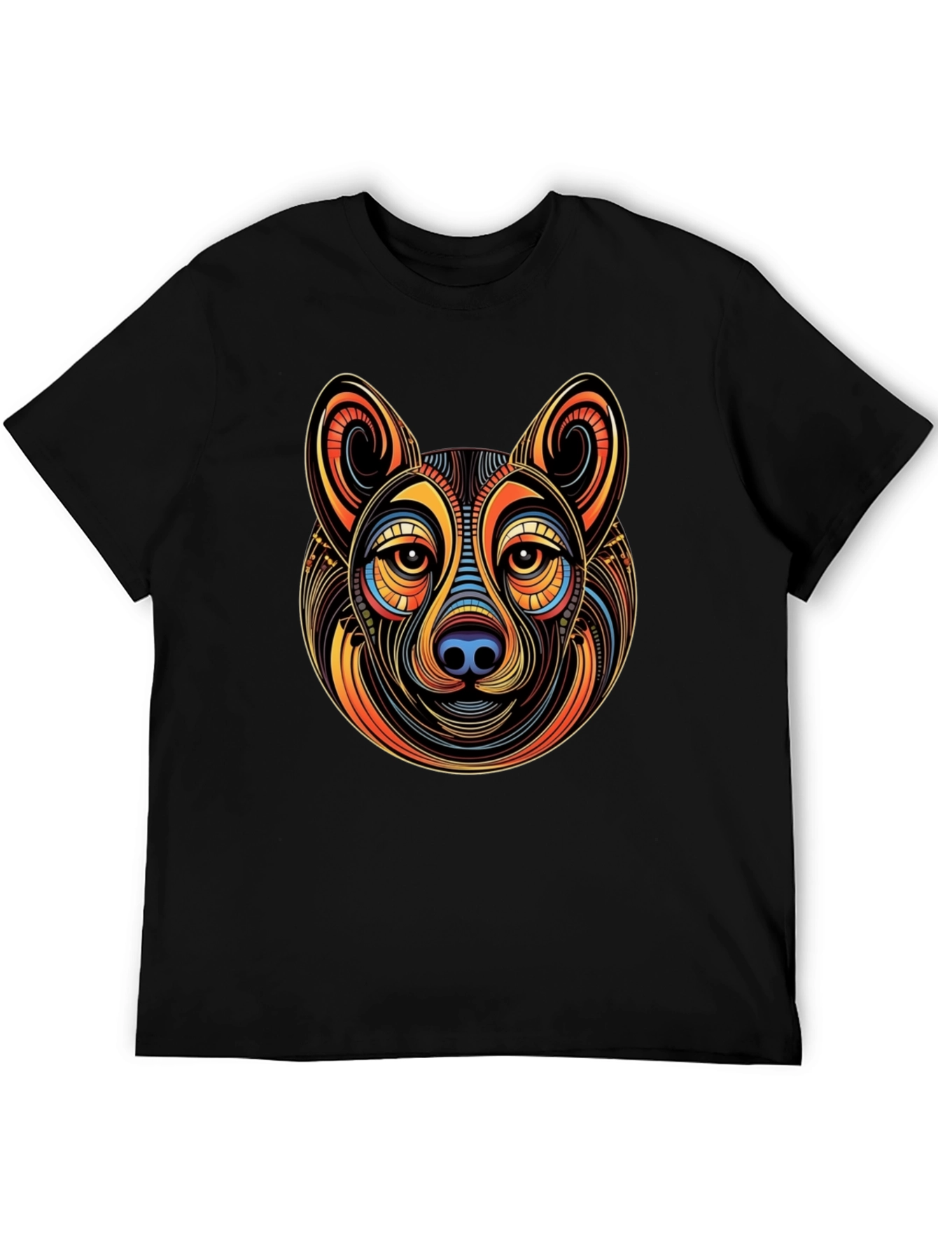 Abstract Dog Graphic Mens Black T-Shirt