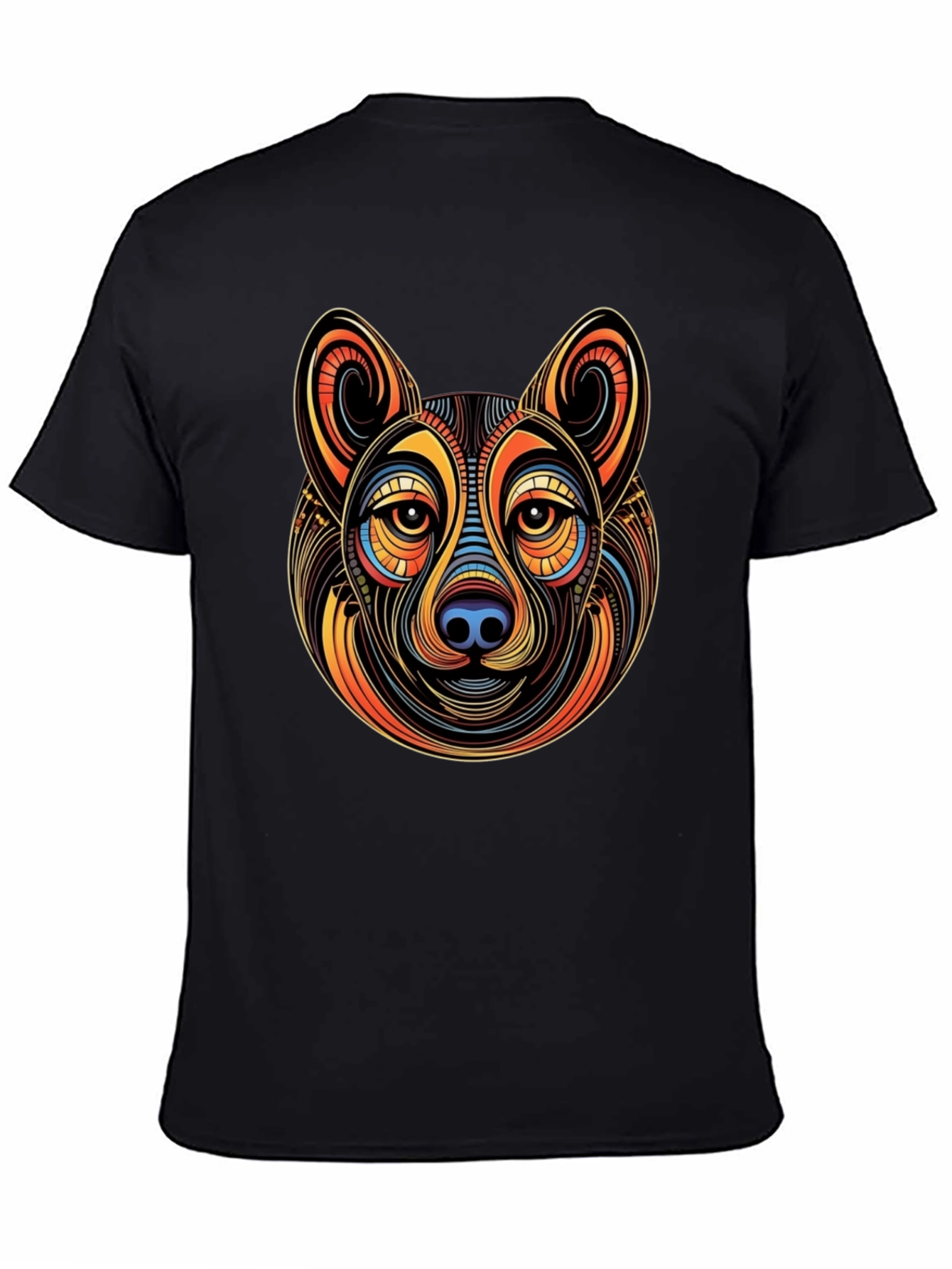 Abstract Dog Graphic Mens Black T-Shirt