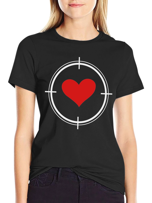 Heart Target Graphic Tee - Black Cotton T-Shirt
