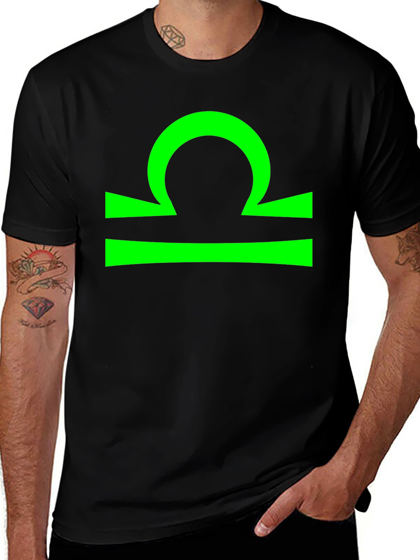 Libra Zodiac Sign Graphic Tee - Black Cotton T-Shirt