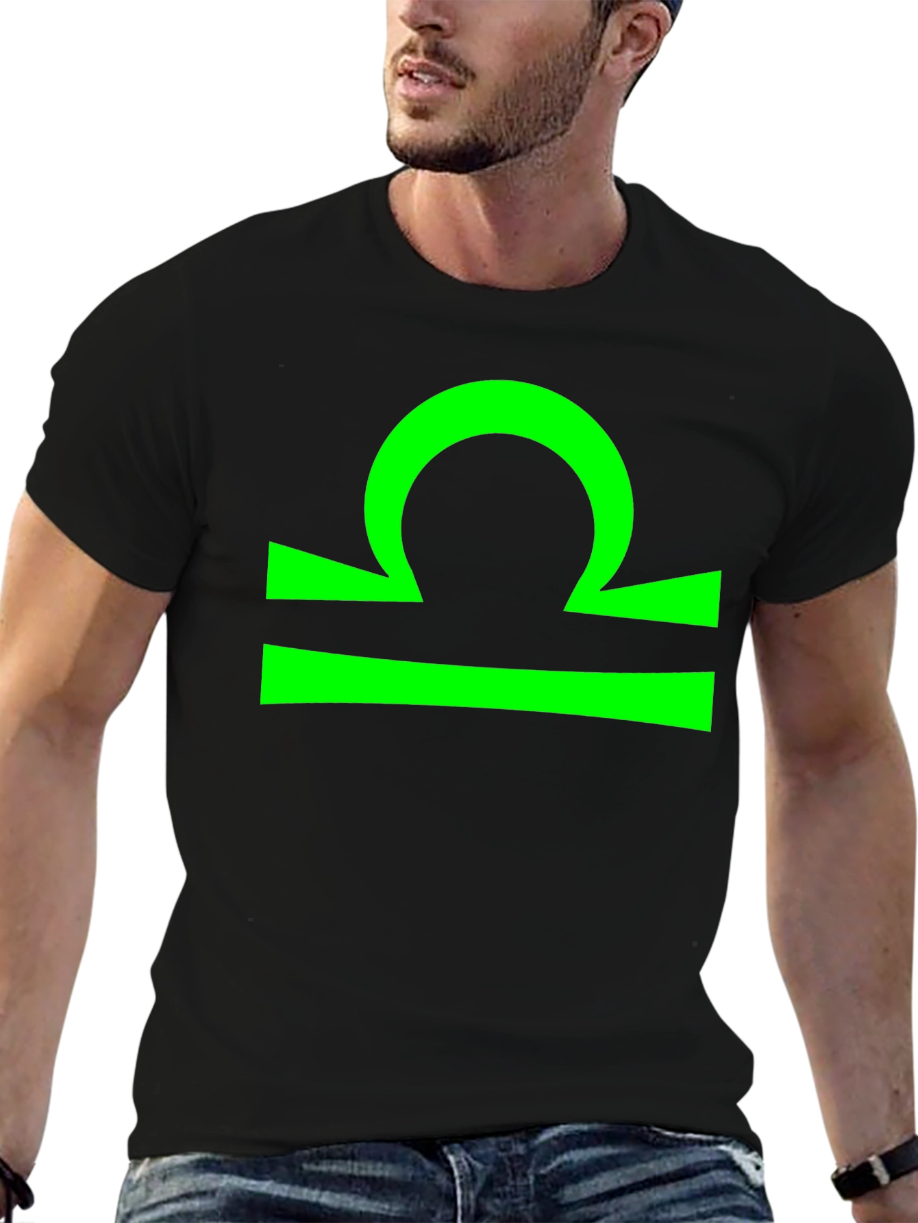 Libra Zodiac Sign Graphic Tee - Black Cotton T-Shirt