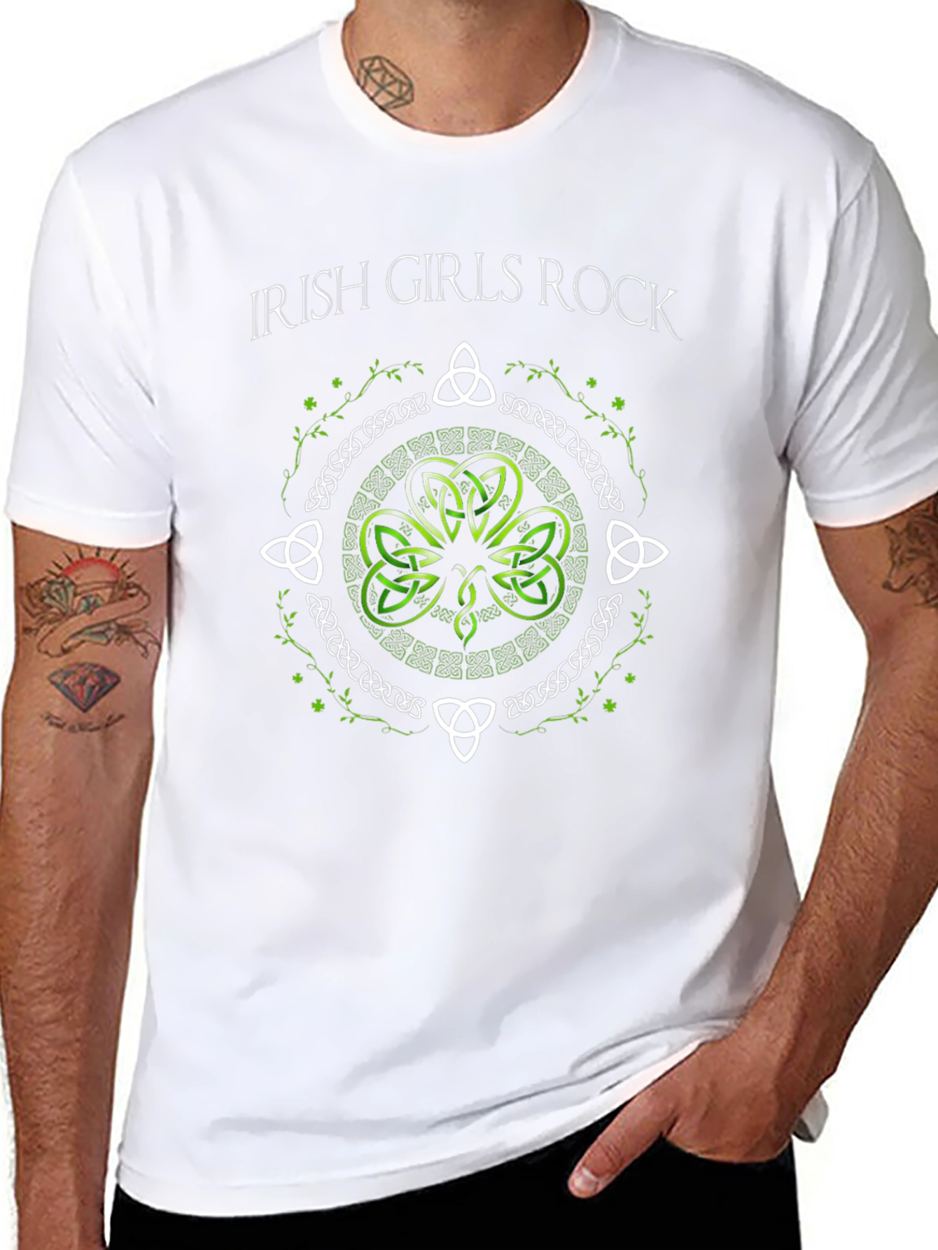 Irish Girls Rock Shamrock Graphic Tee