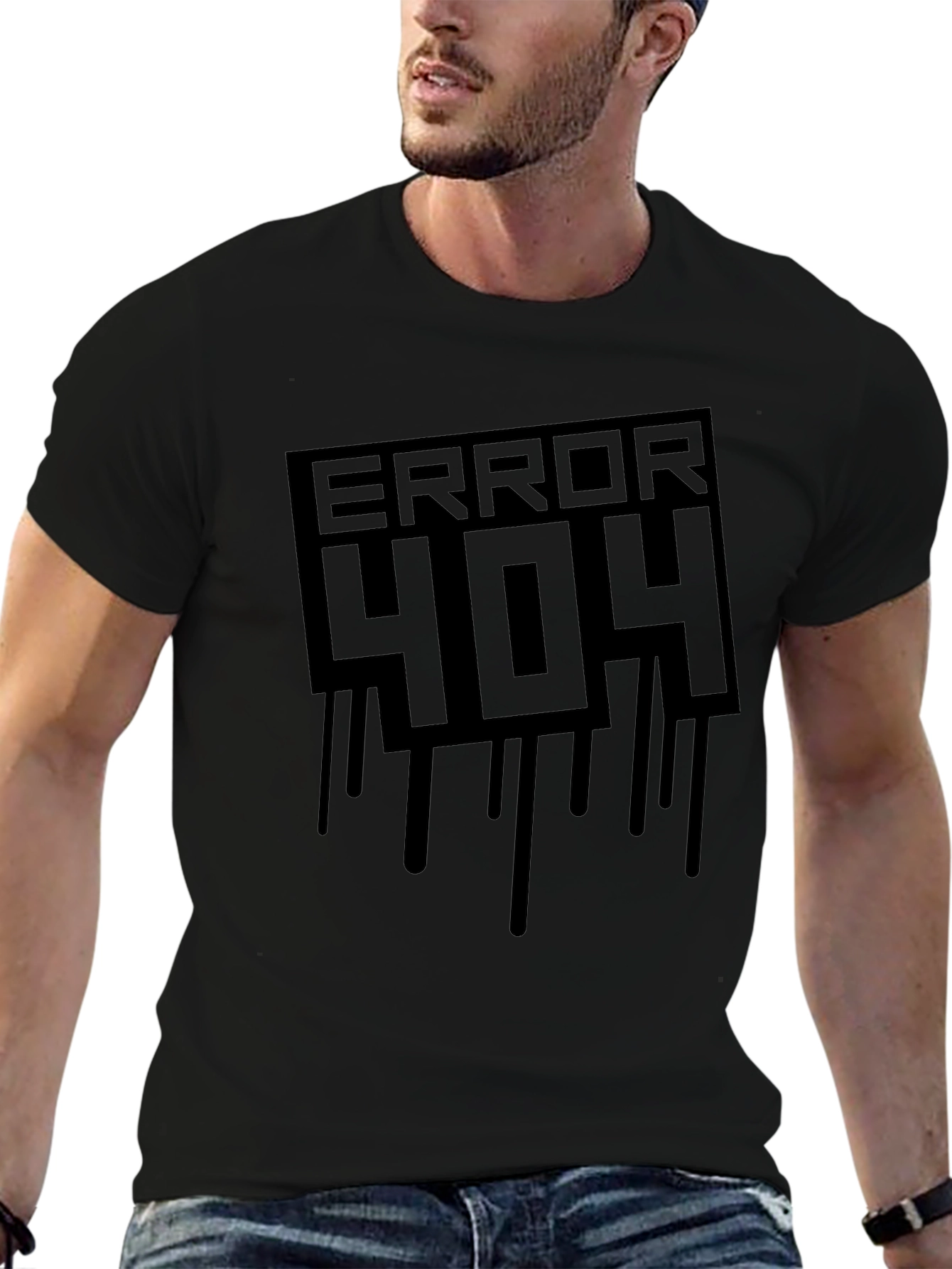 Error 404 Graphic Tee - Black Casual T-Shirt