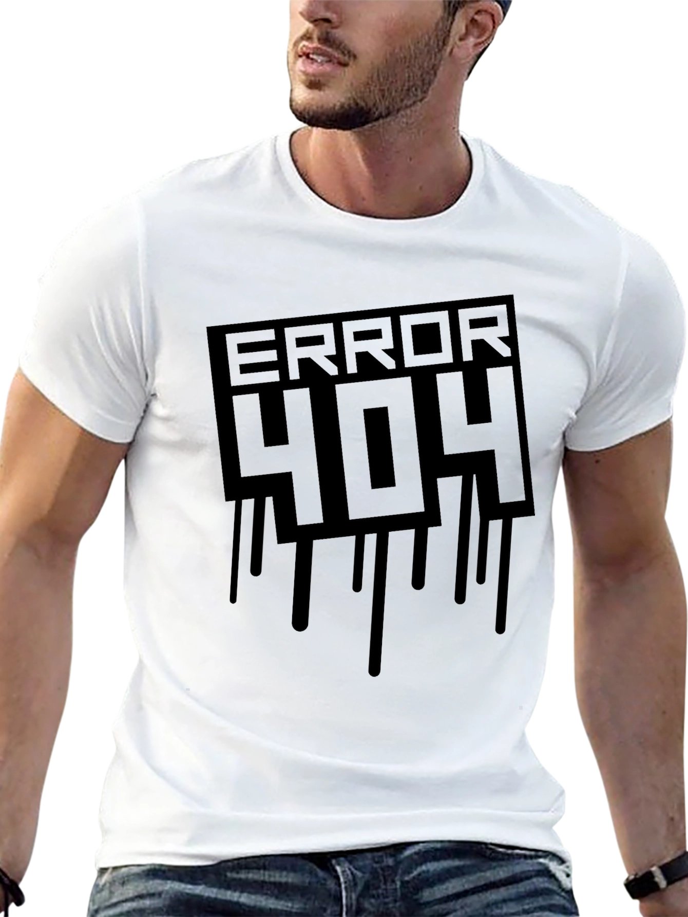 Error 404 Graphic Tee - Black Casual T-Shirt