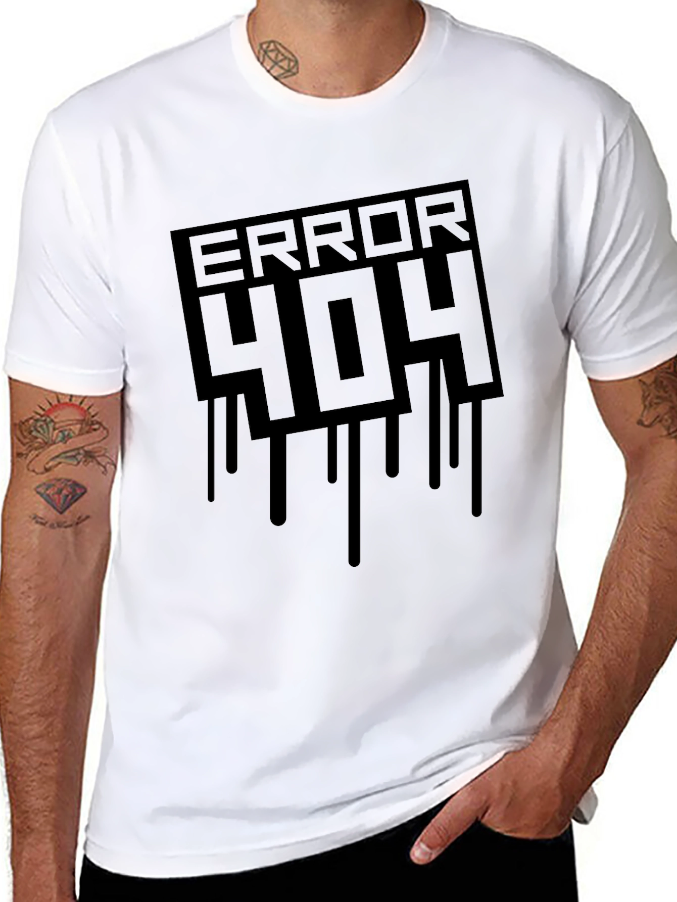 Error 404 Graphic Tee - Black Casual T-Shirt