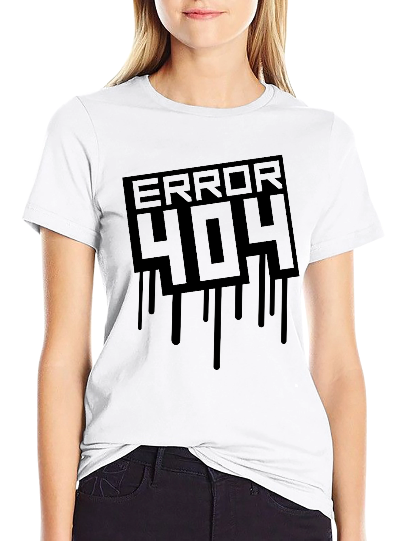 Error 404 Graphic Tee - Black Casual T-Shirt