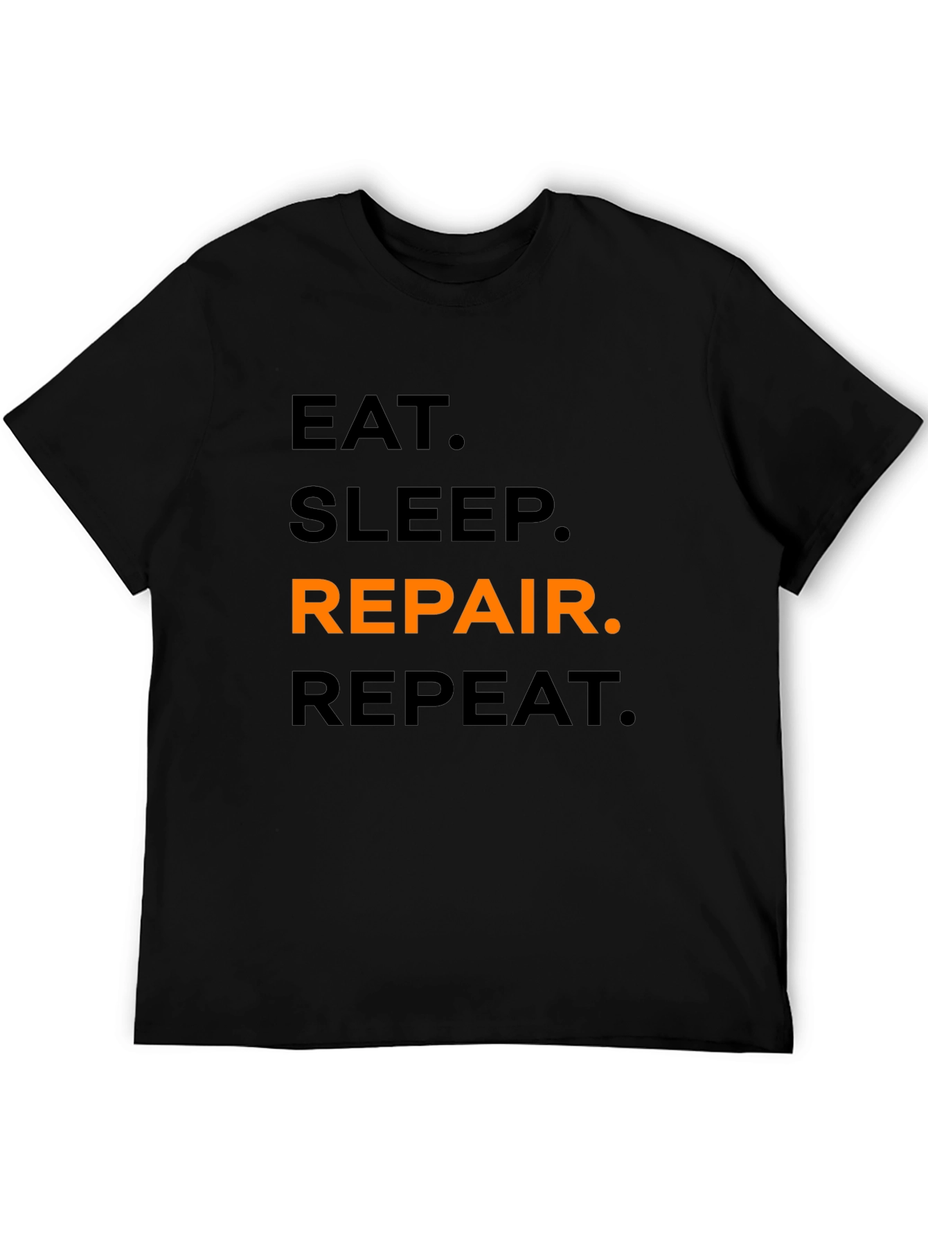 Eat Sleep Repair Repeat Black Graphic T-Shirt