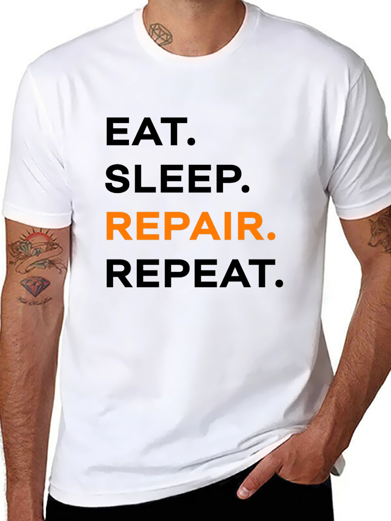 Eat Sleep Repair Repeat Black Graphic T-Shirt