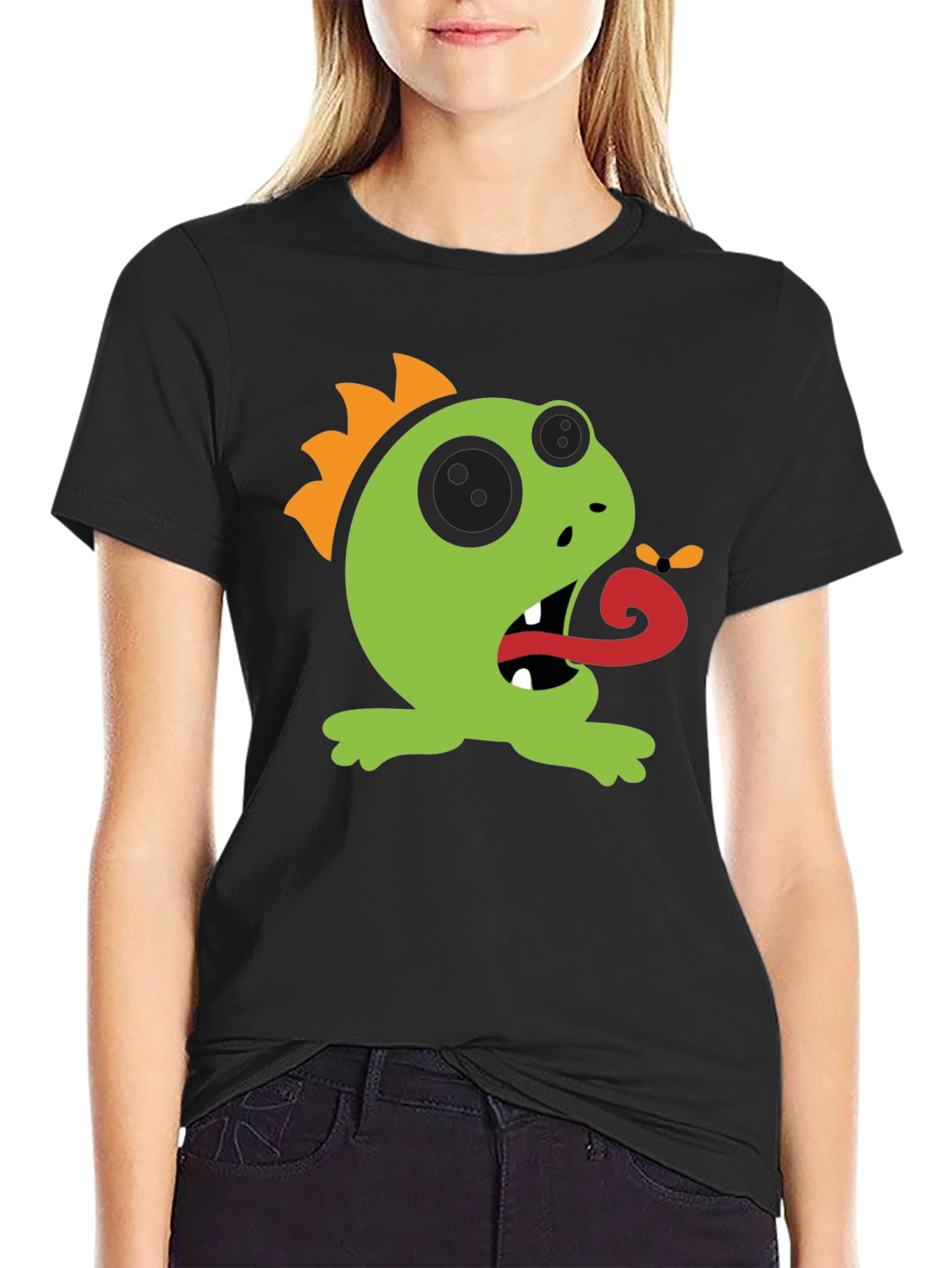 Cartoon Monster Graphic Tee - Black