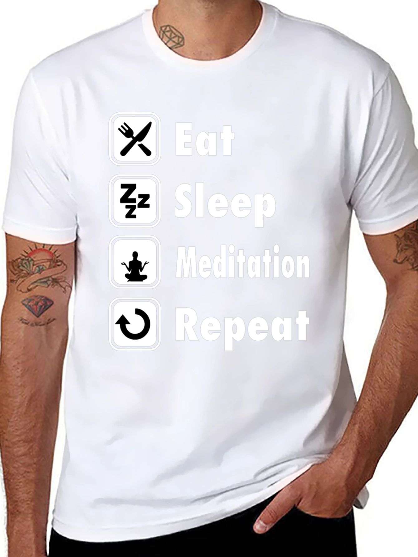 Eat Sleep Meditation Repeat Graphic Tee