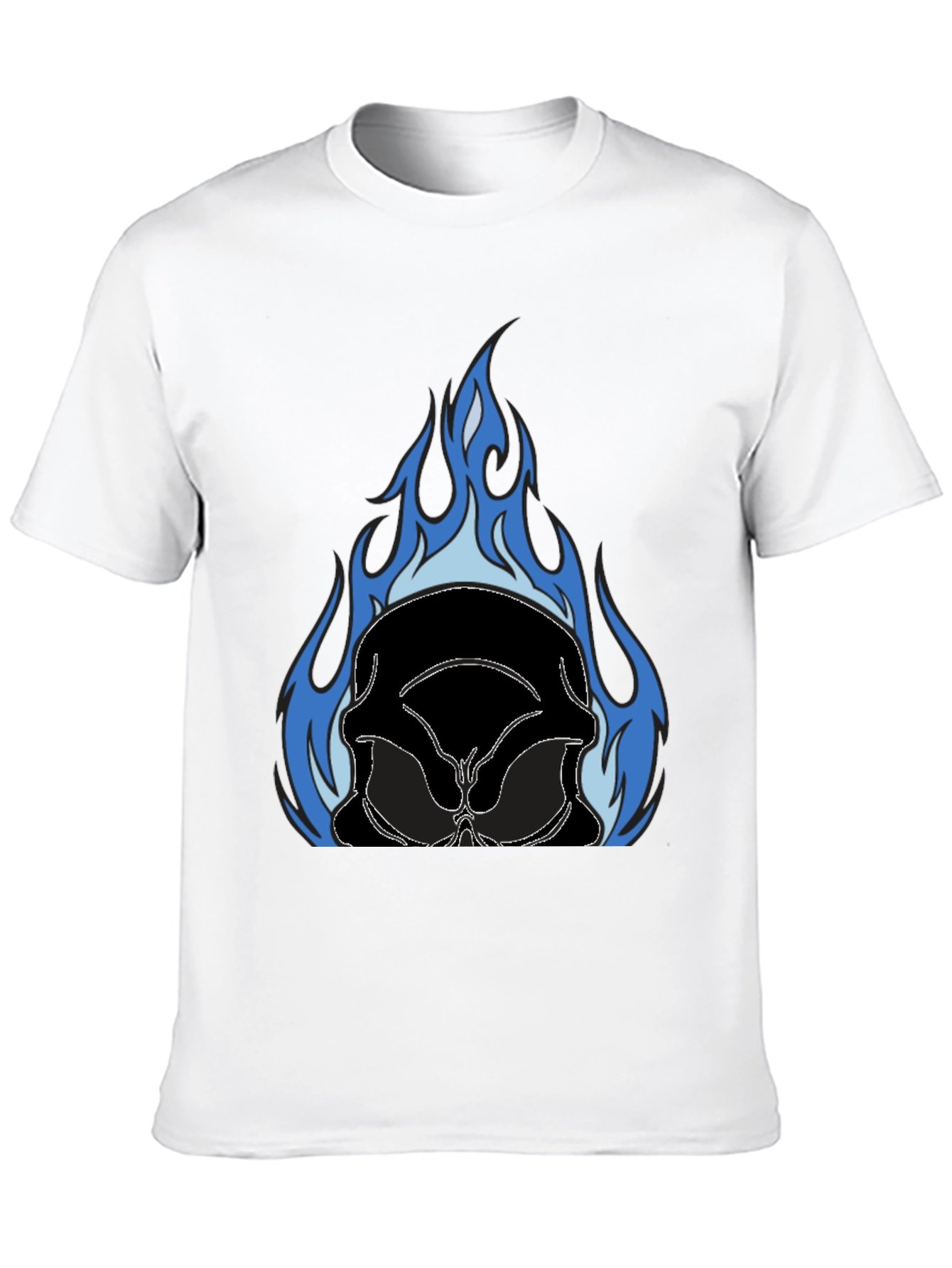 Flaming Skull Graphic Tee - Black