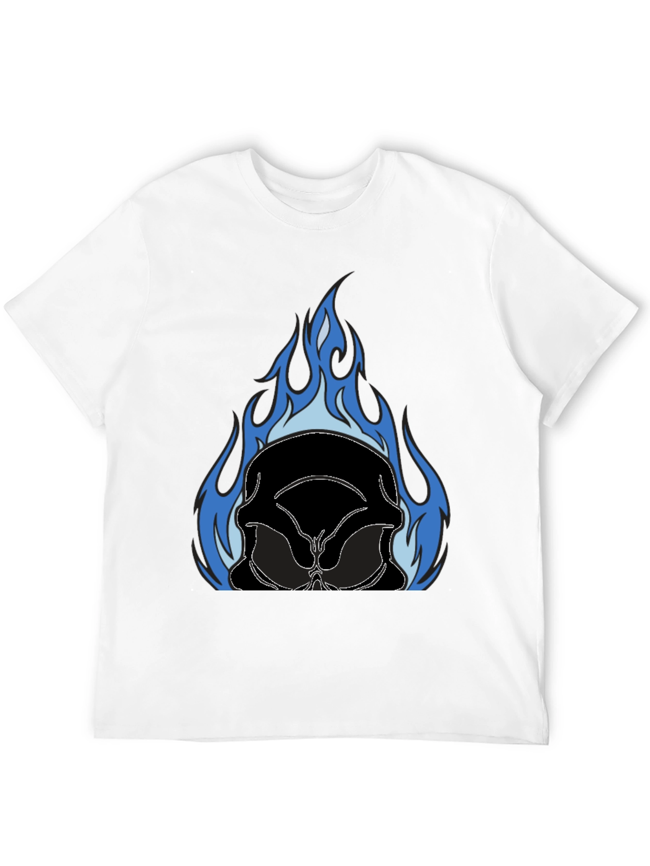 Flaming Skull Graphic Tee - Black