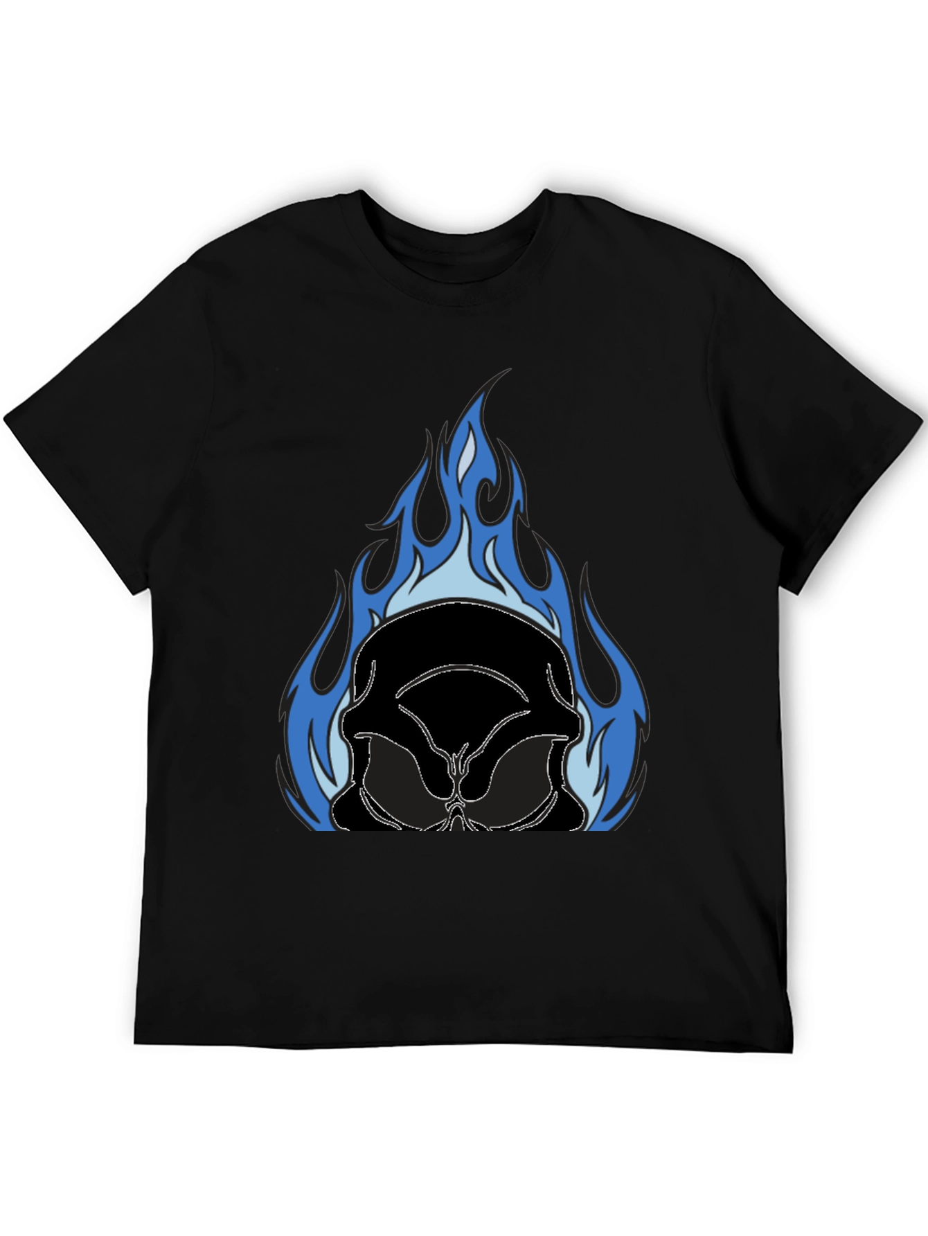 Flaming Skull Graphic Tee - Black