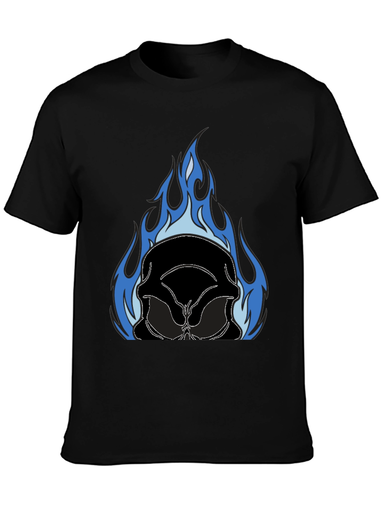 Flaming Skull Graphic Tee - Black