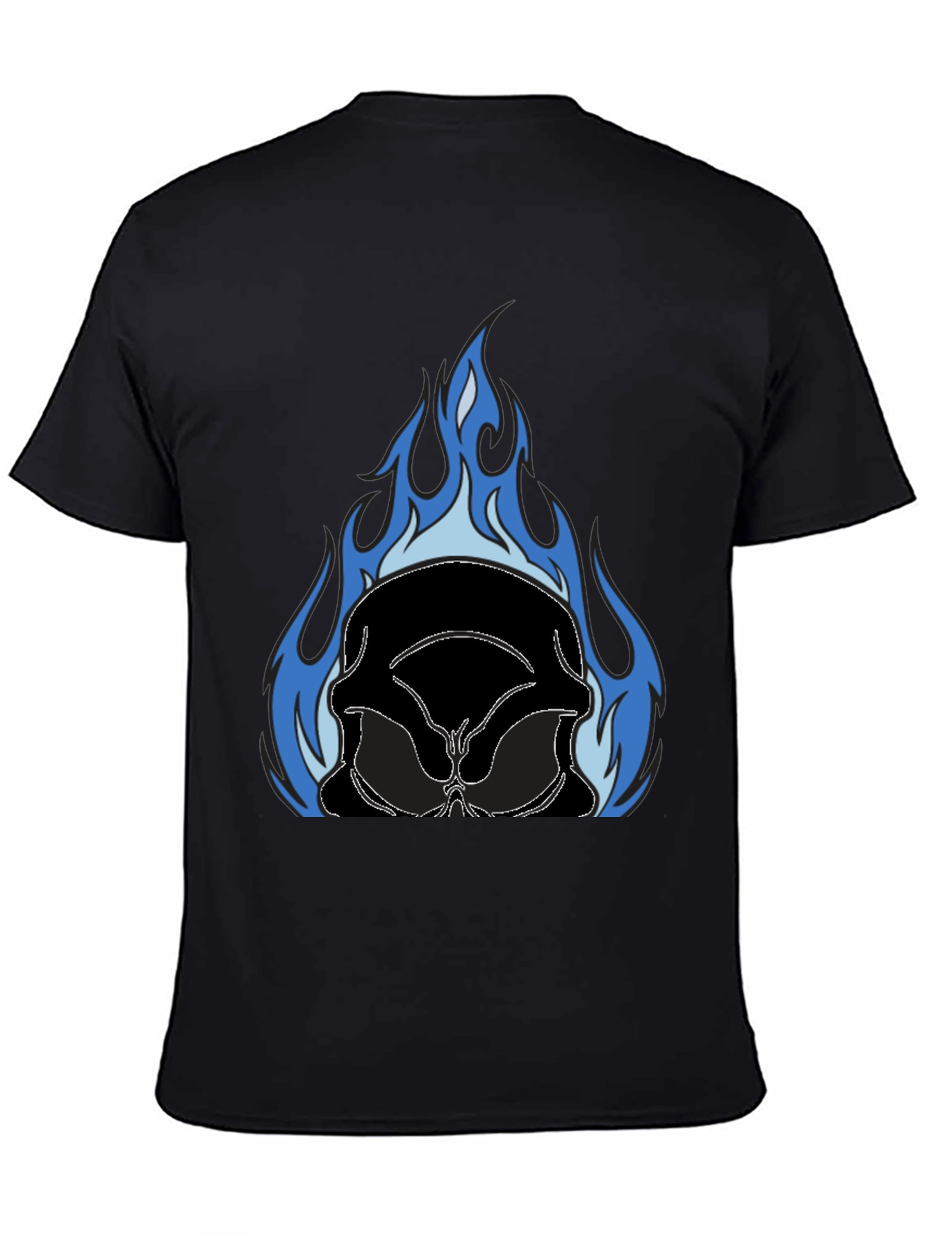 Flaming Skull Graphic Tee - Black