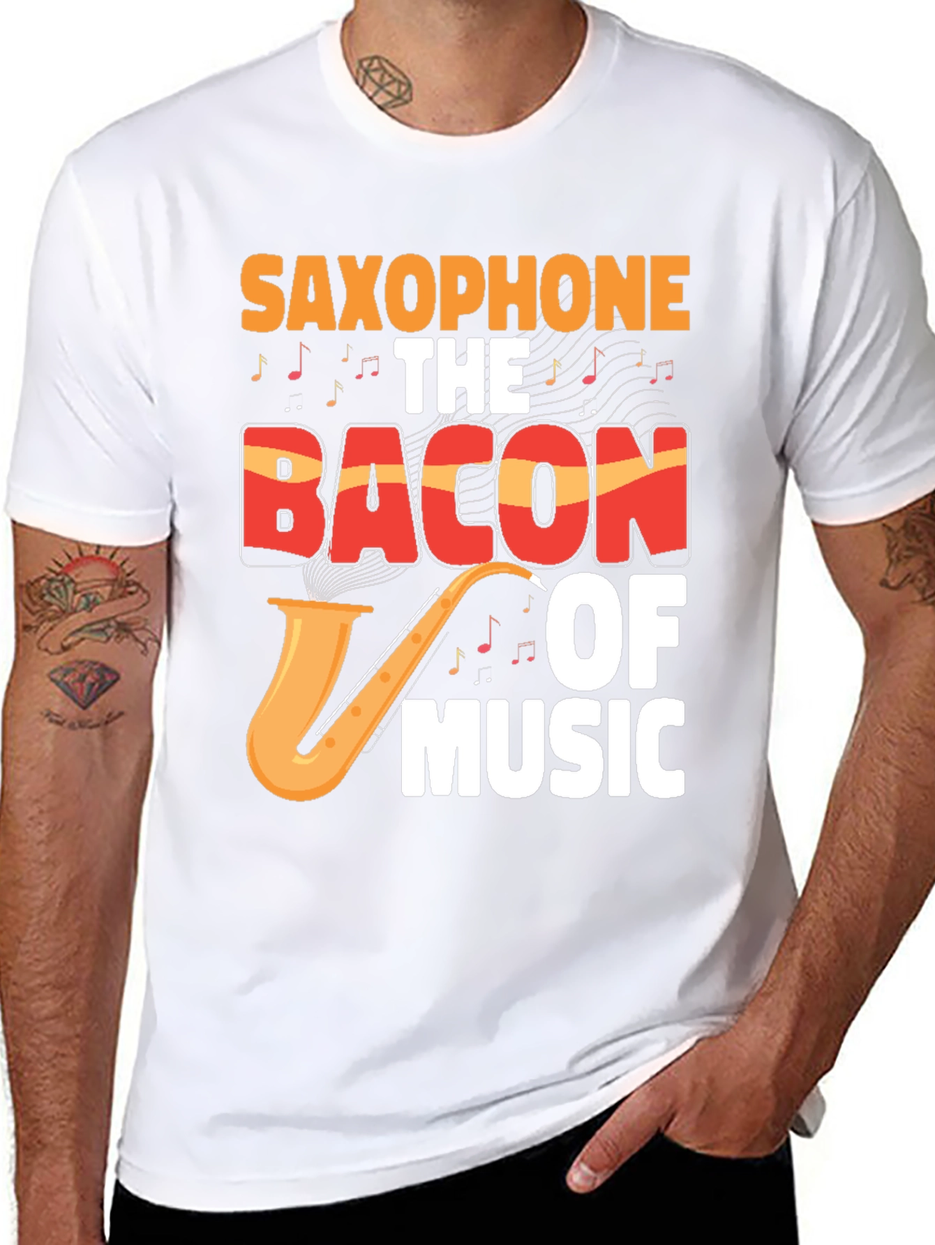 Saxophone Bacon of Music Graphic T-Shirt