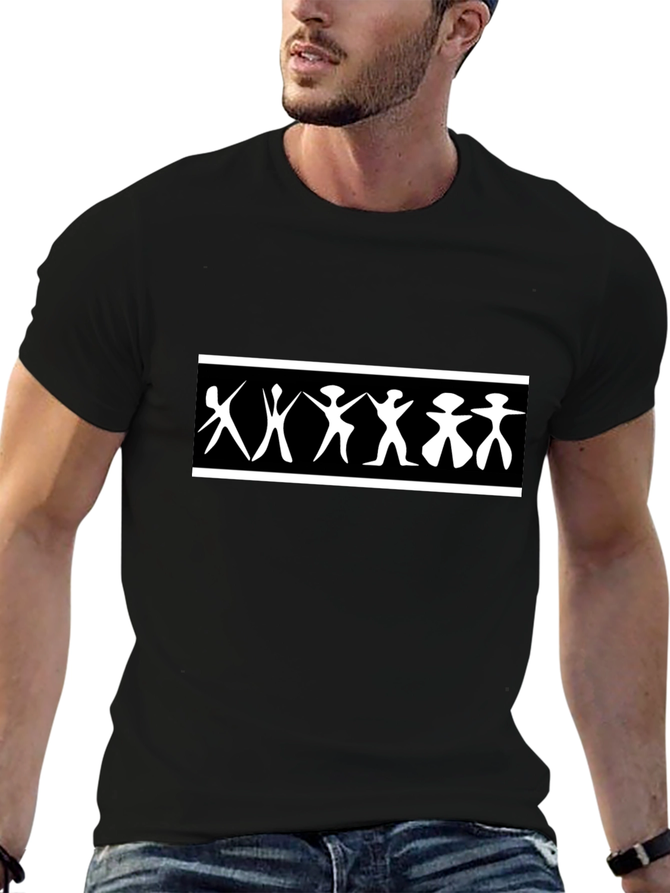 Abstract People Graphic Tee - Black Unisex Shirt