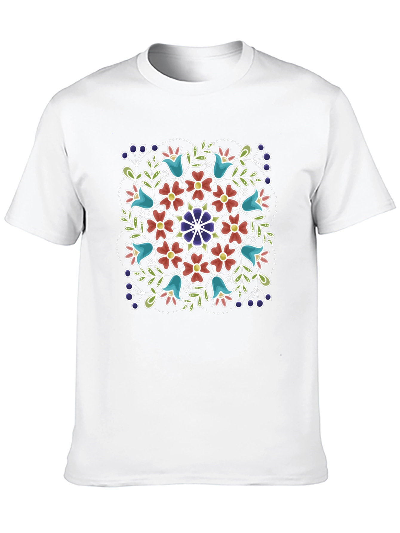 Floral Print Mens Black T-Shirt
