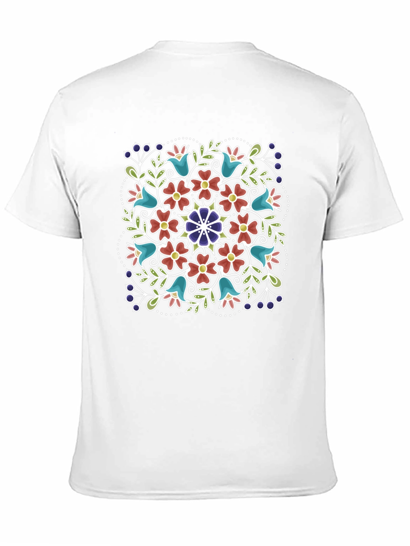 Floral Print Mens Black T-Shirt