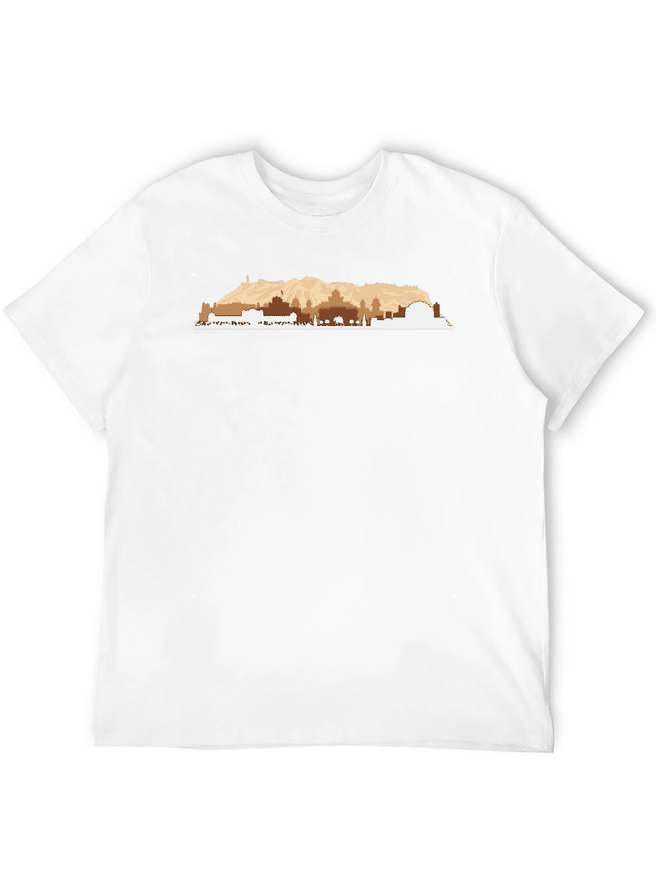 Mens Graphic Tee - Mountain Cityscape Design