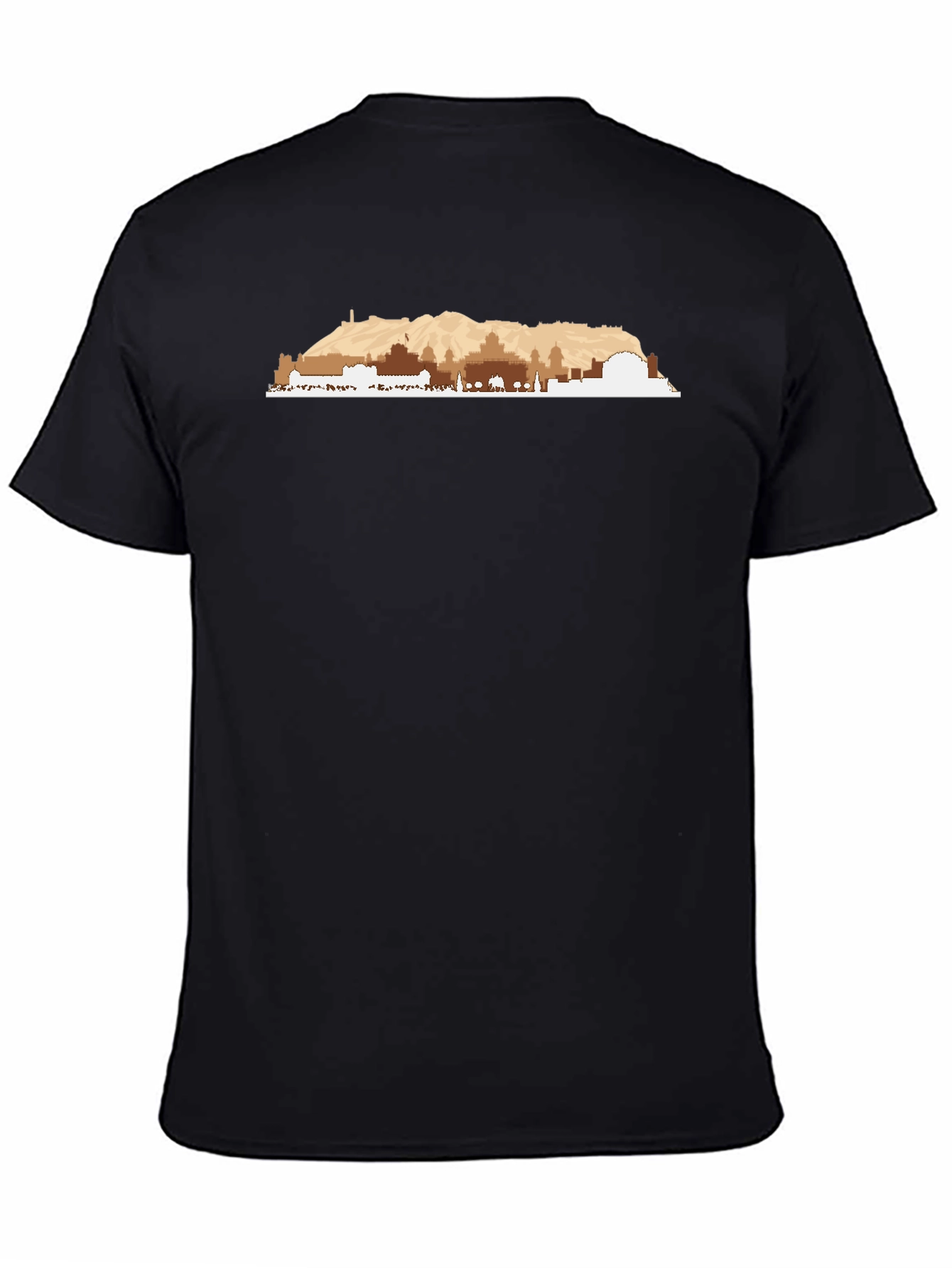 Mens Graphic Tee - Mountain Cityscape Design
