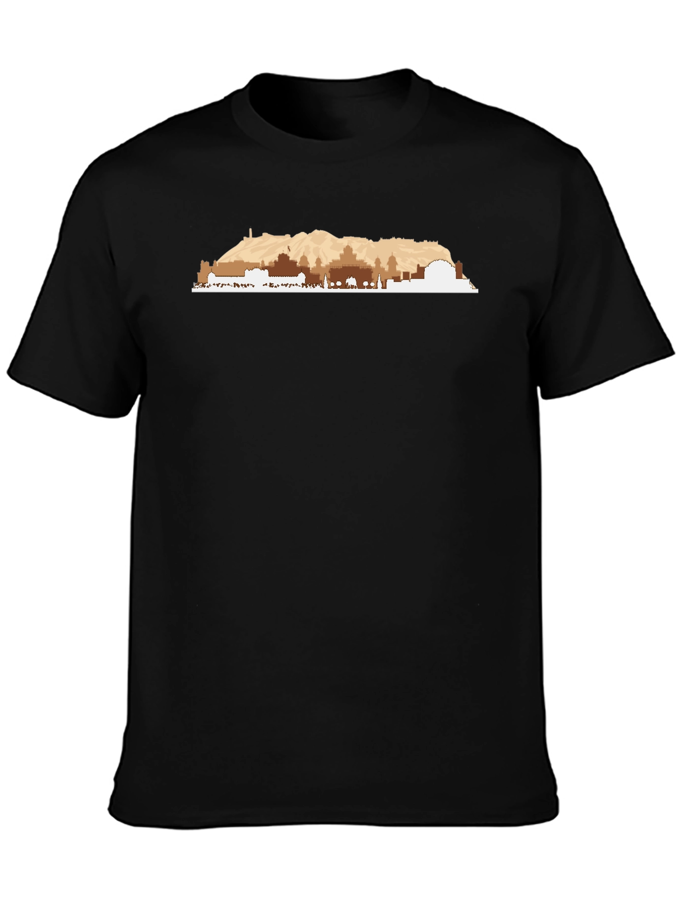 Mens Graphic Tee - Mountain Cityscape Design