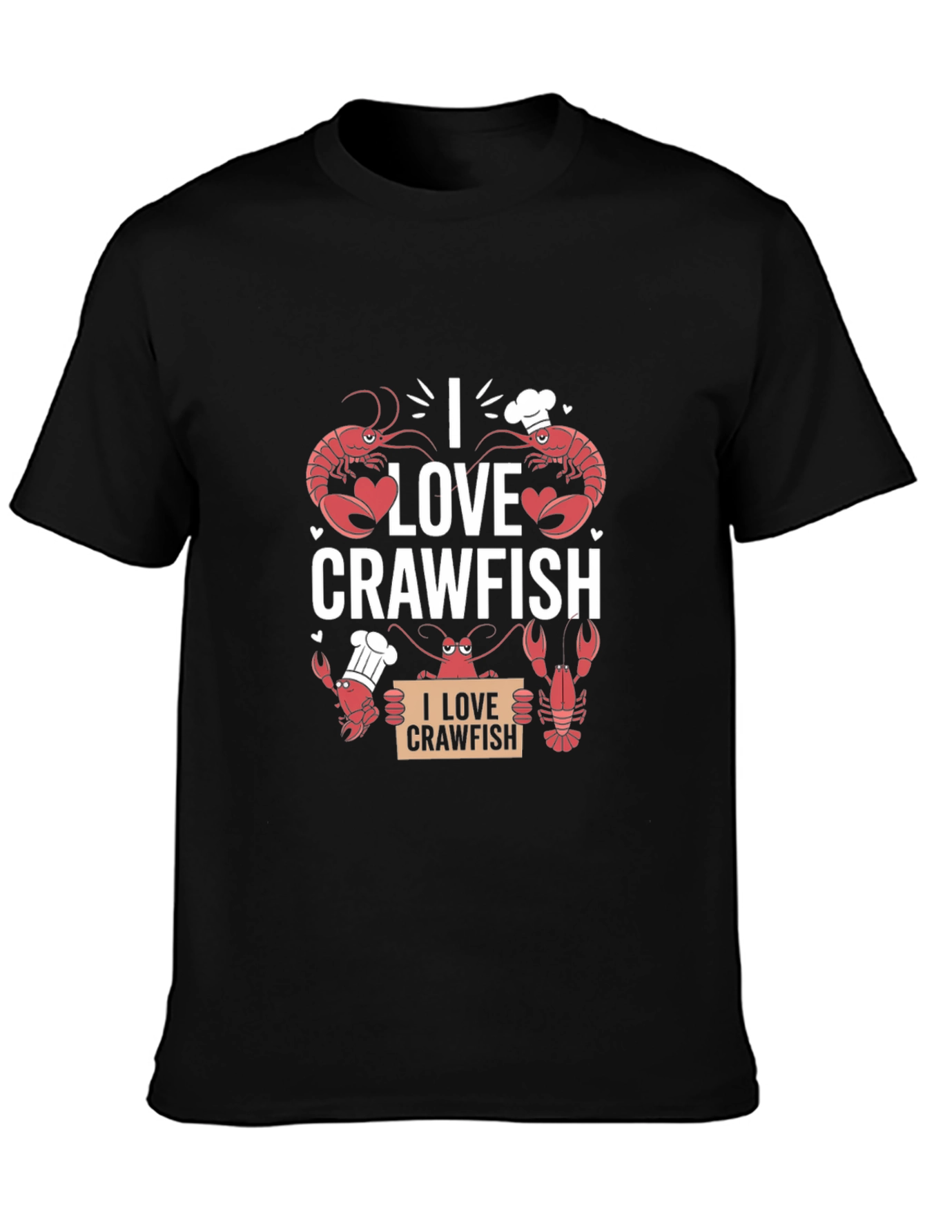I Love Crawfish Graphic Tee - Black Cotton T-Shirt