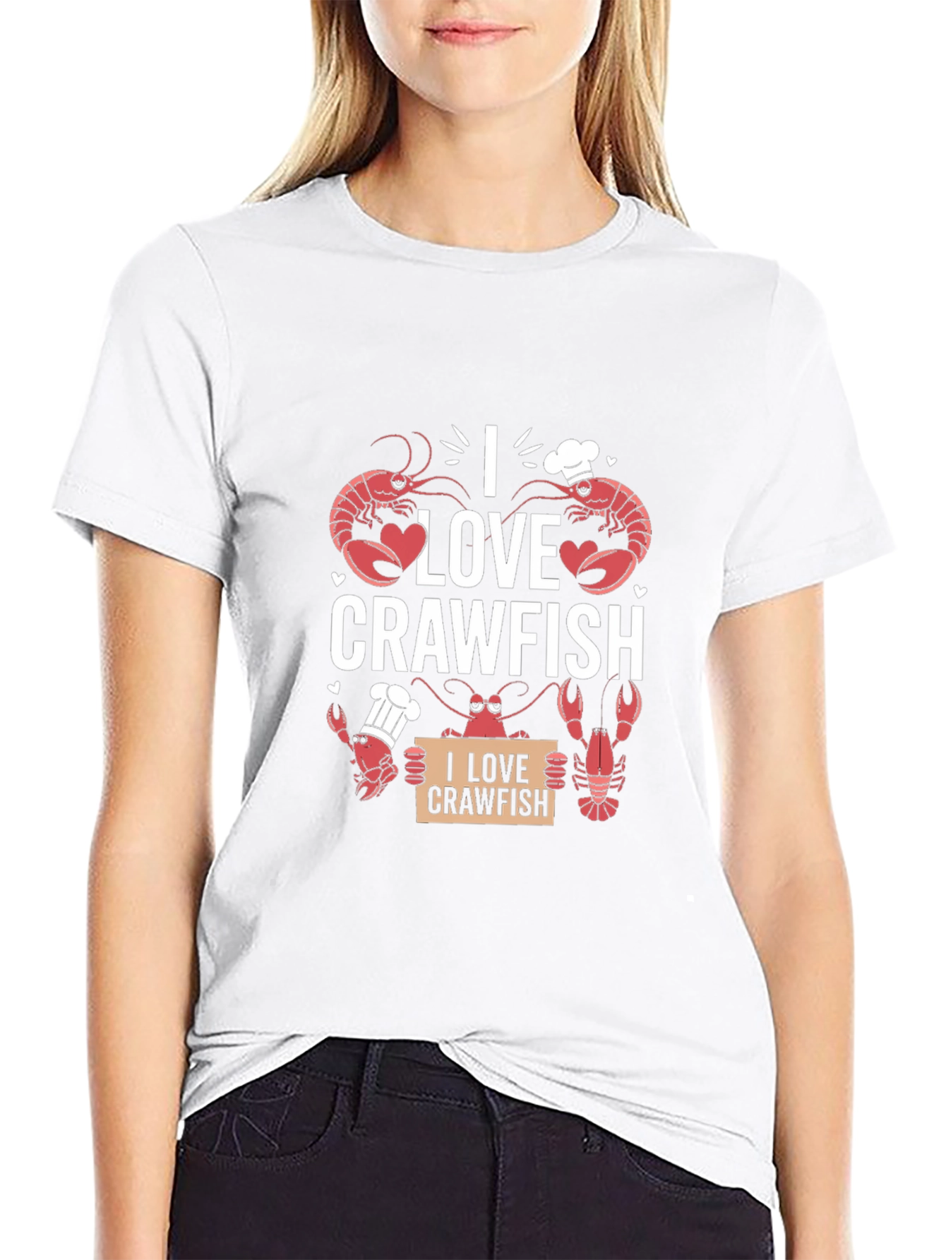 I Love Crawfish Graphic Tee - Black Cotton T-Shirt